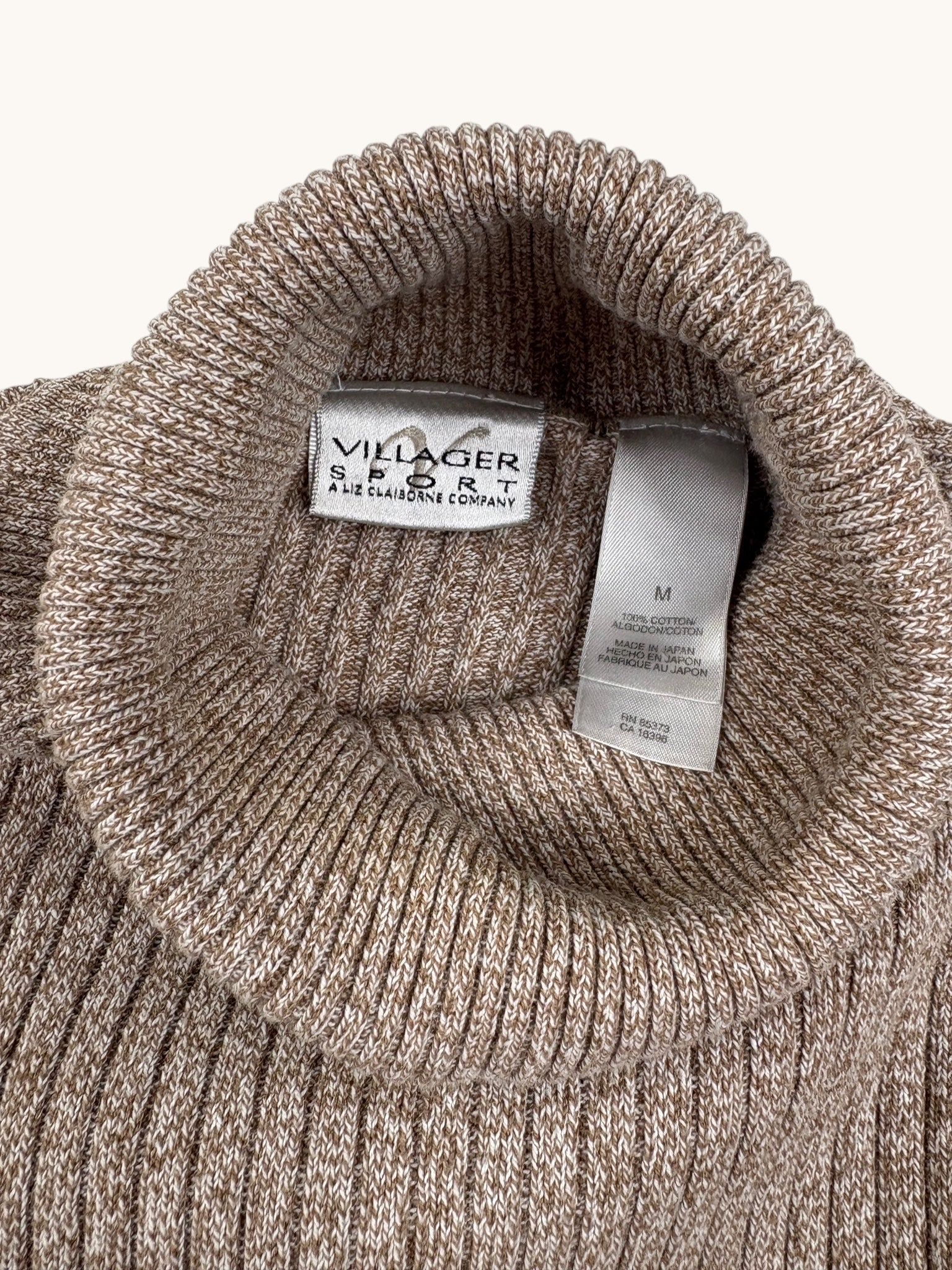 90s Villager Sport Beige Turtleneck Sweater - M