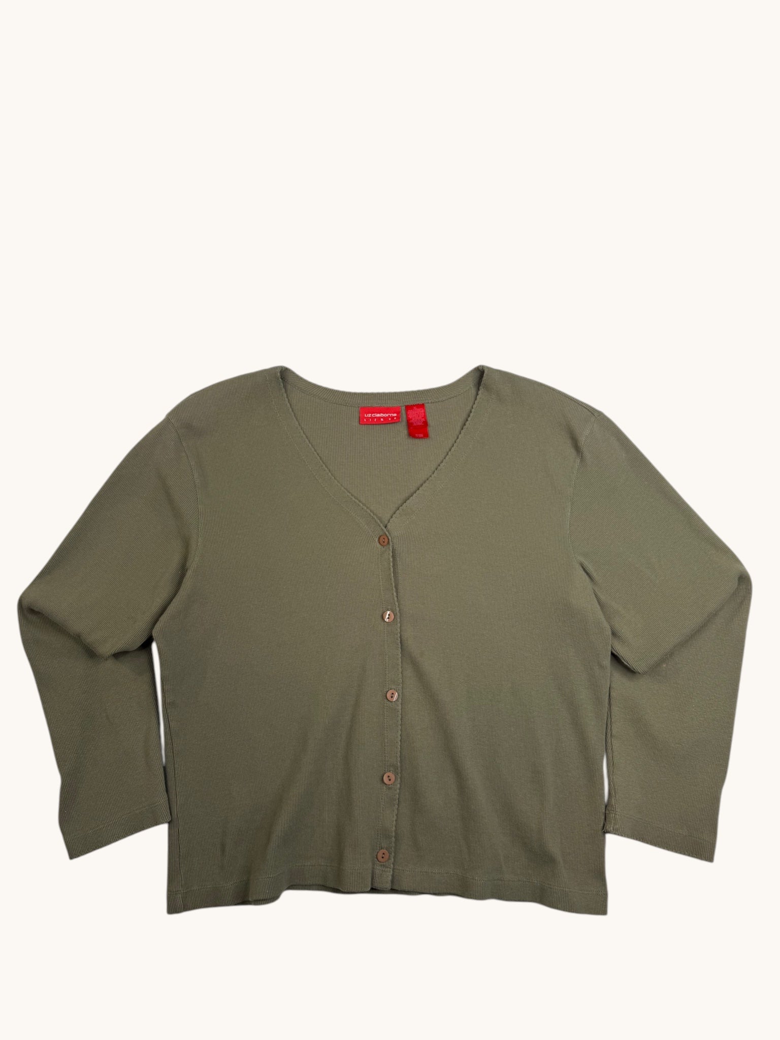 90s Liz Claiborne Green Cardigan Sweater - XL