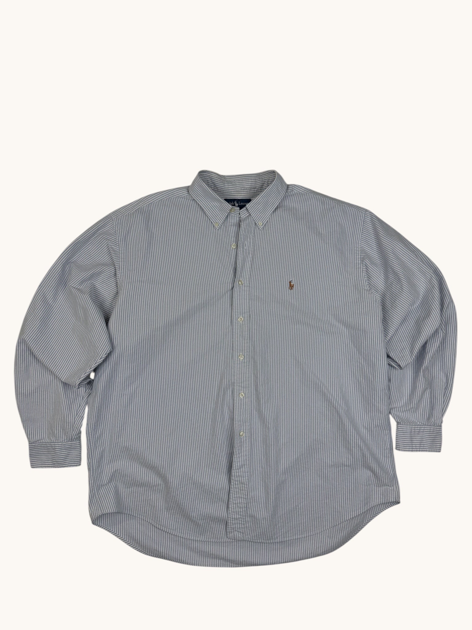 00s Ralph Lauren Blue Stripe Button Up Shirt - 2XL