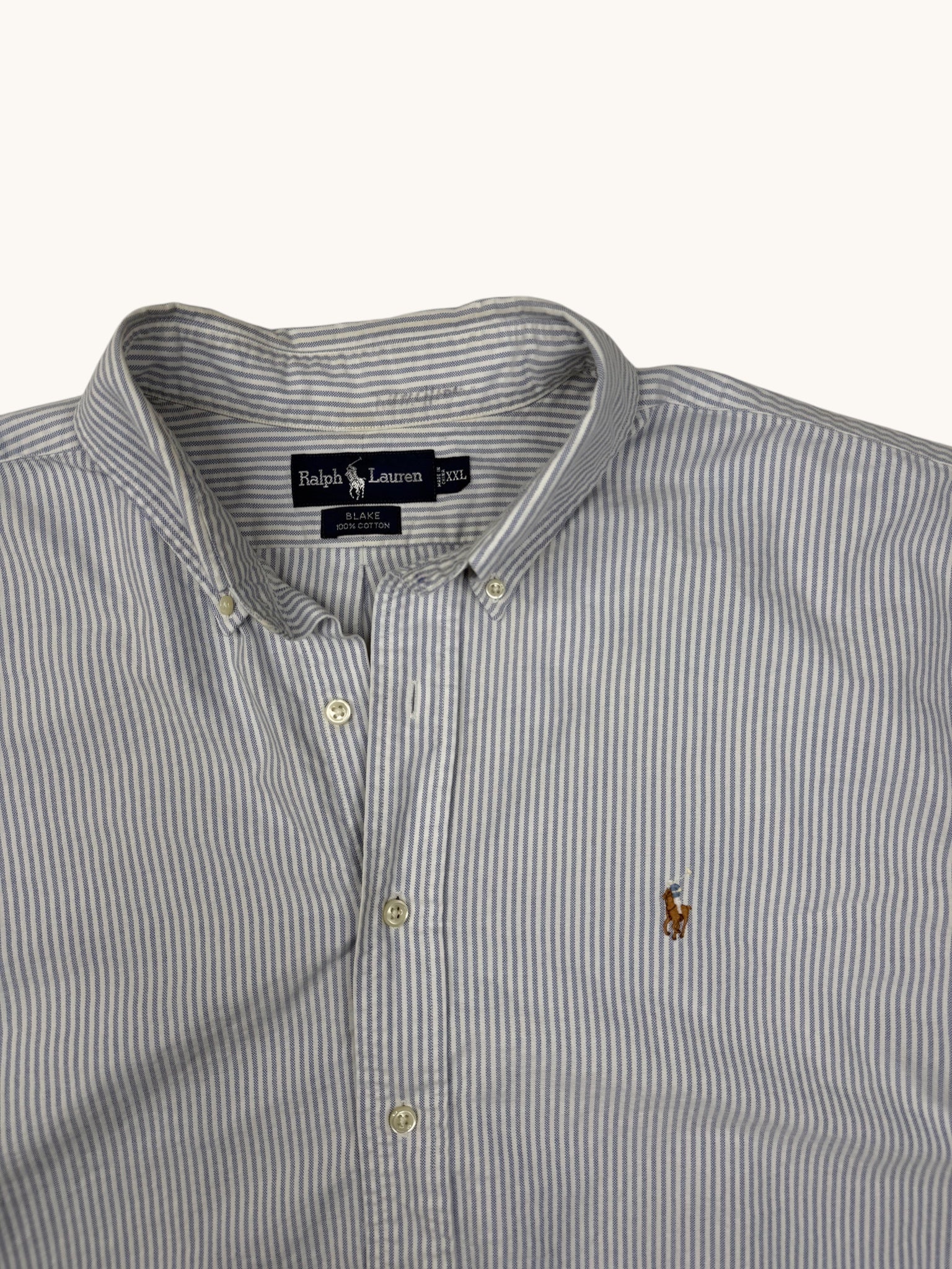 00s Ralph Lauren Blue Stripe Button Up Shirt - 2XL