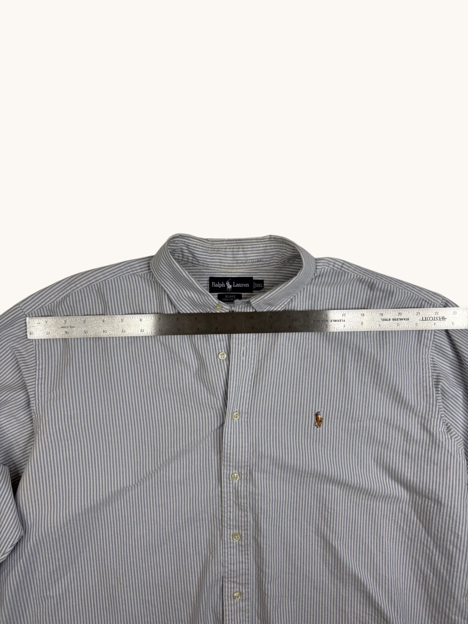 00s Ralph Lauren Blue Stripe Button Up Shirt - 2XL