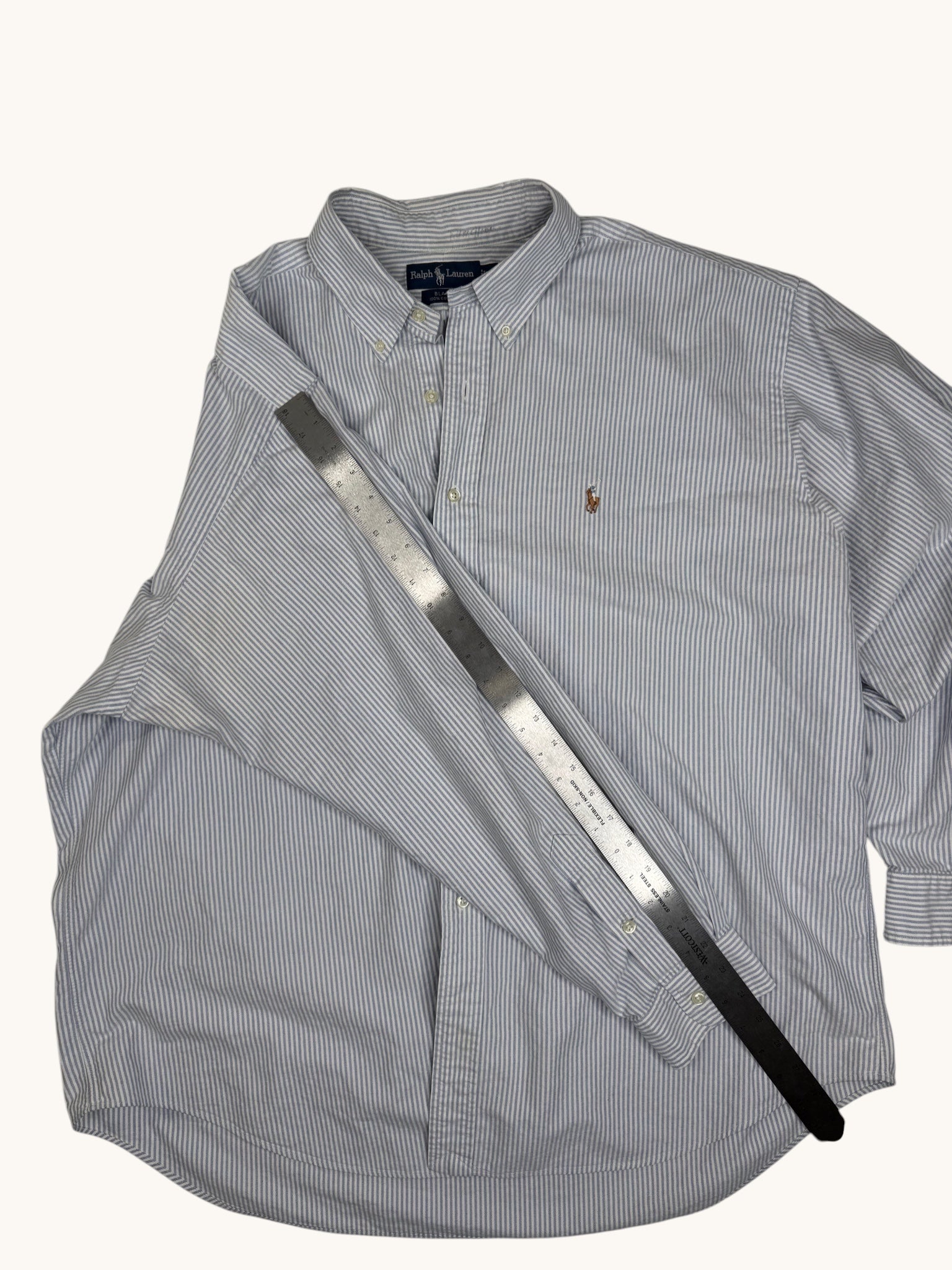 00s Ralph Lauren Blue Stripe Button Up Shirt - 2XL