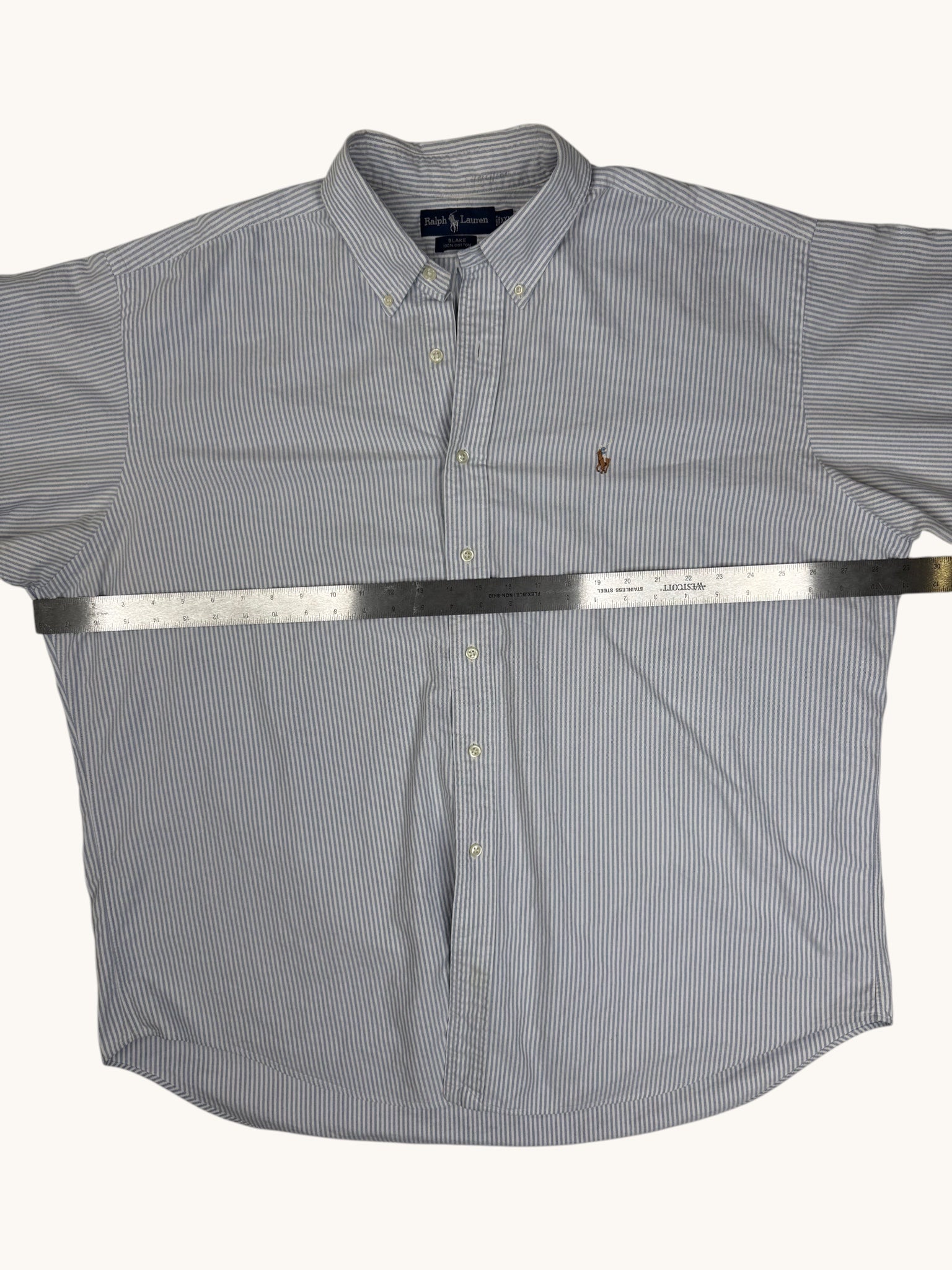 00s Ralph Lauren Blue Stripe Button Up Shirt - 2XL