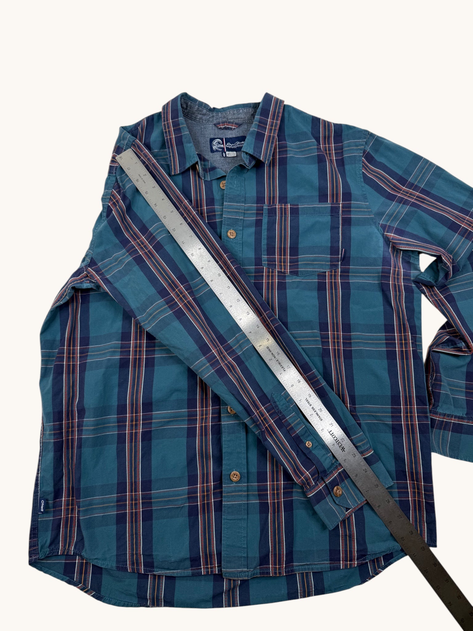 90s Oneil Green Plaid Button Up Shirt - L