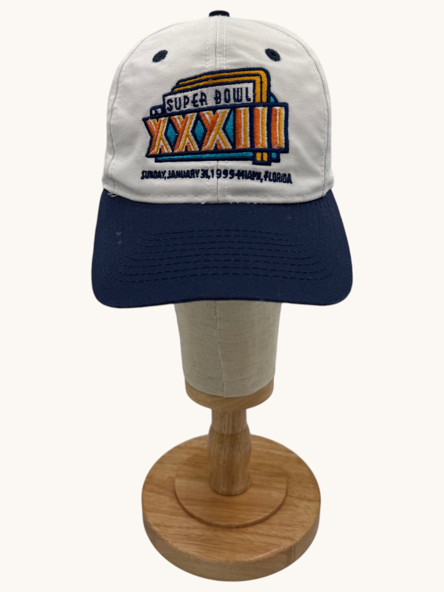 90s Logo 7 White Super Bowl XXXIII Snapback