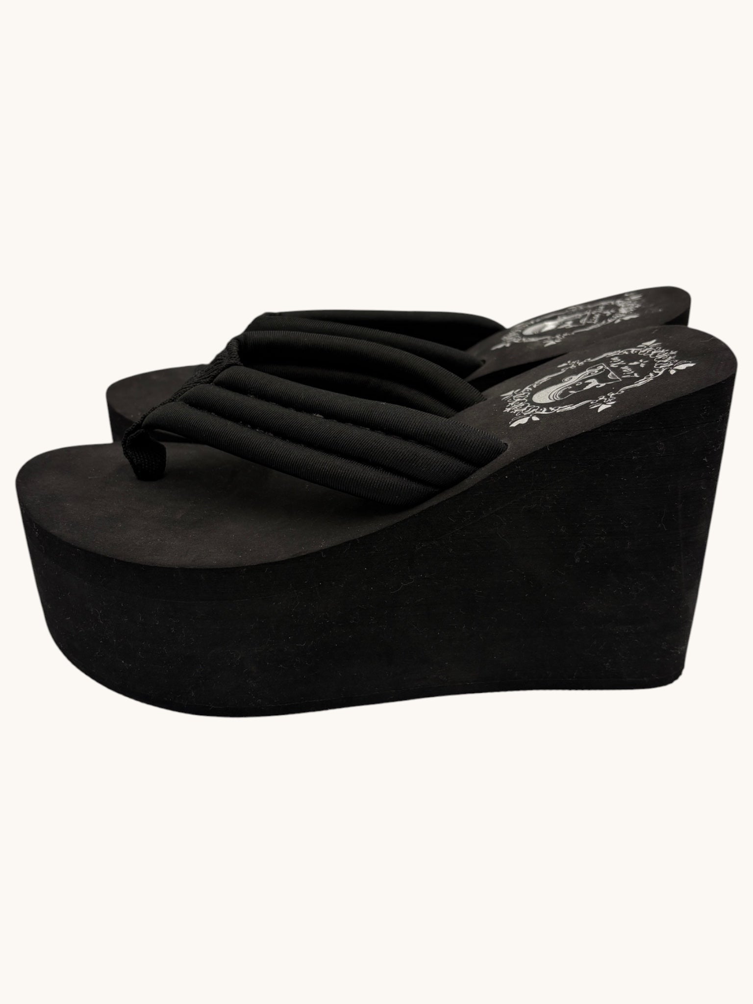 00s Lian Xin Black Wedge Sandals - 7 W