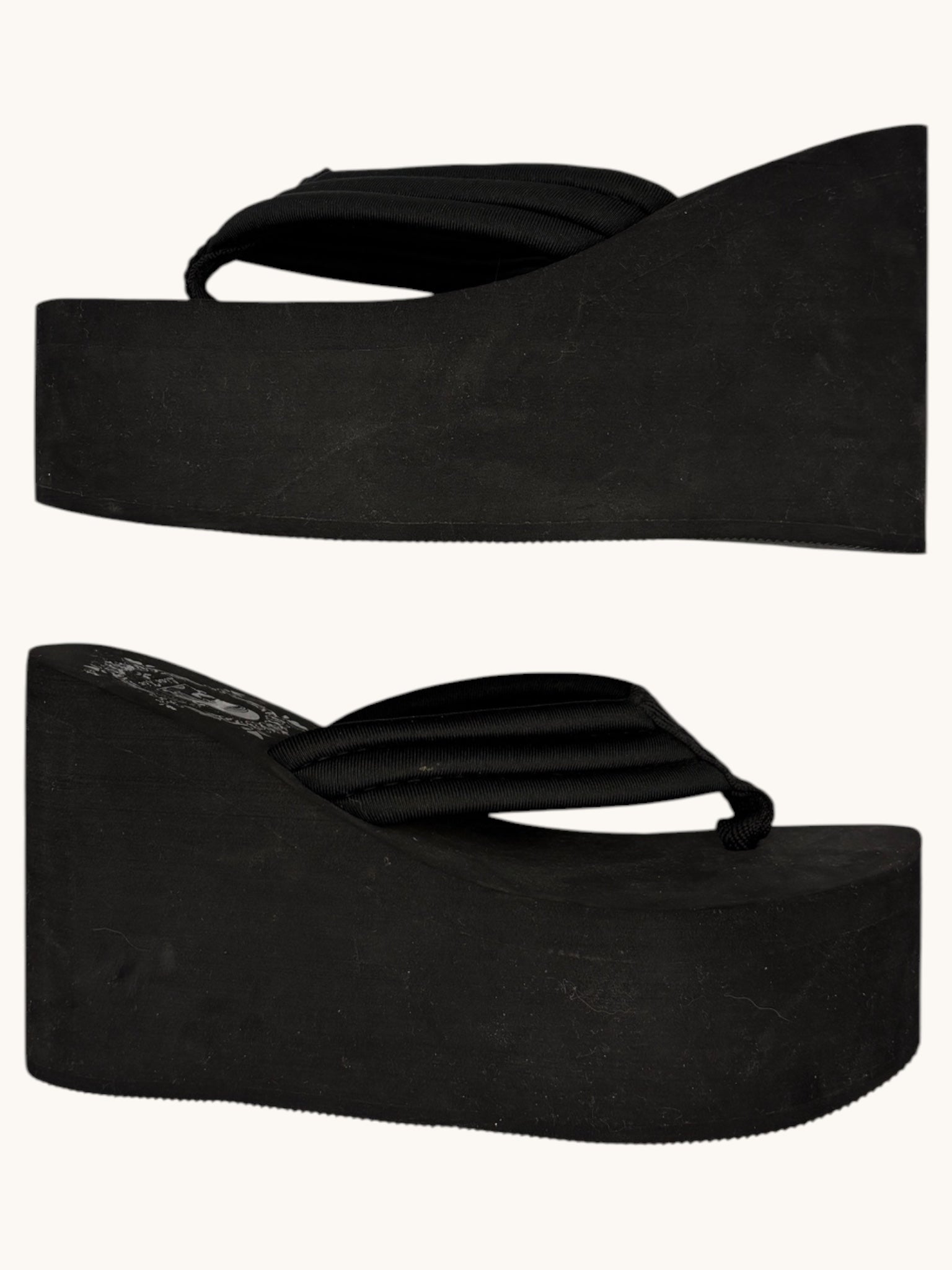 00s Lian Xin Black Wedge Sandals - 7 W