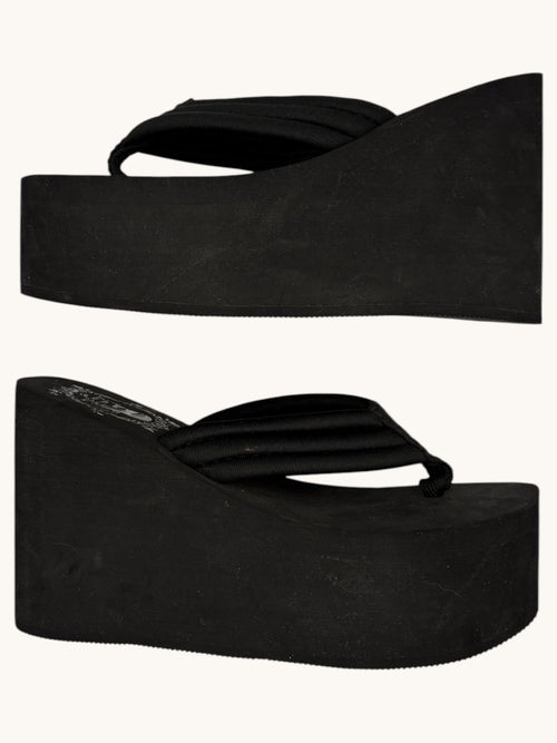 00s Lian Xin Black Wedge Sandals - 7 W
