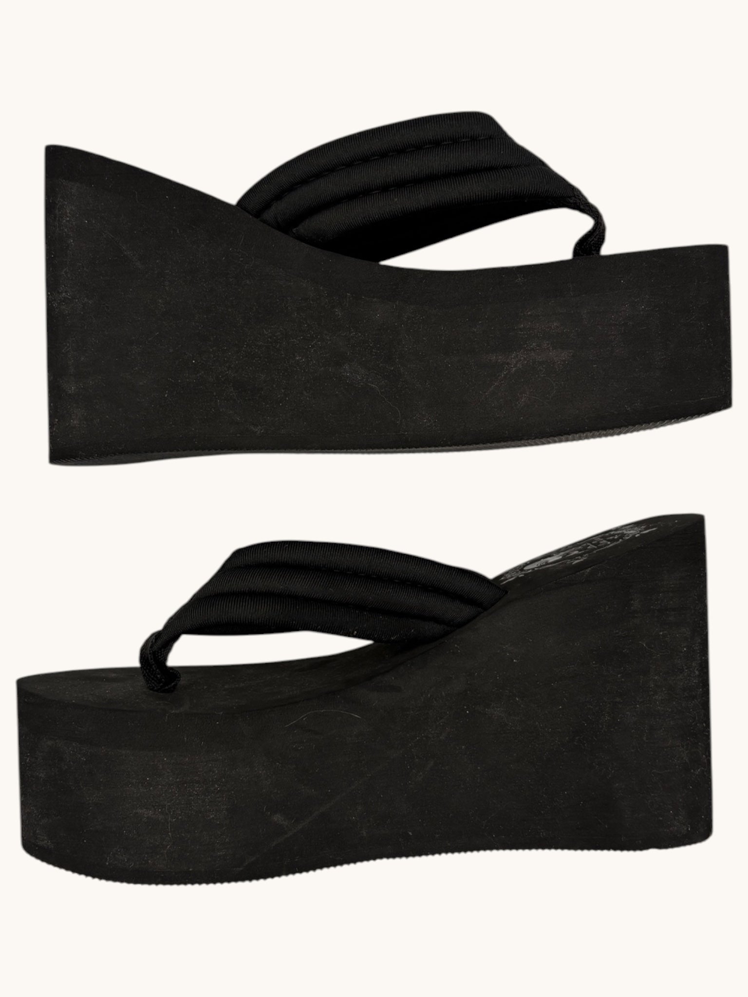 00s Lian Xin Black Wedge Sandals - 7 W