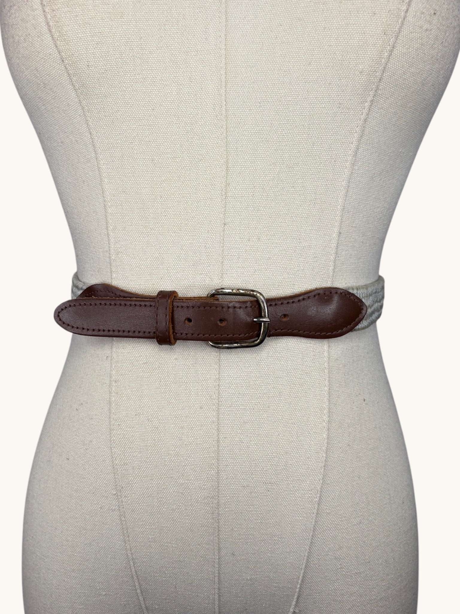 90s Gray Brown Leather Belt - 38