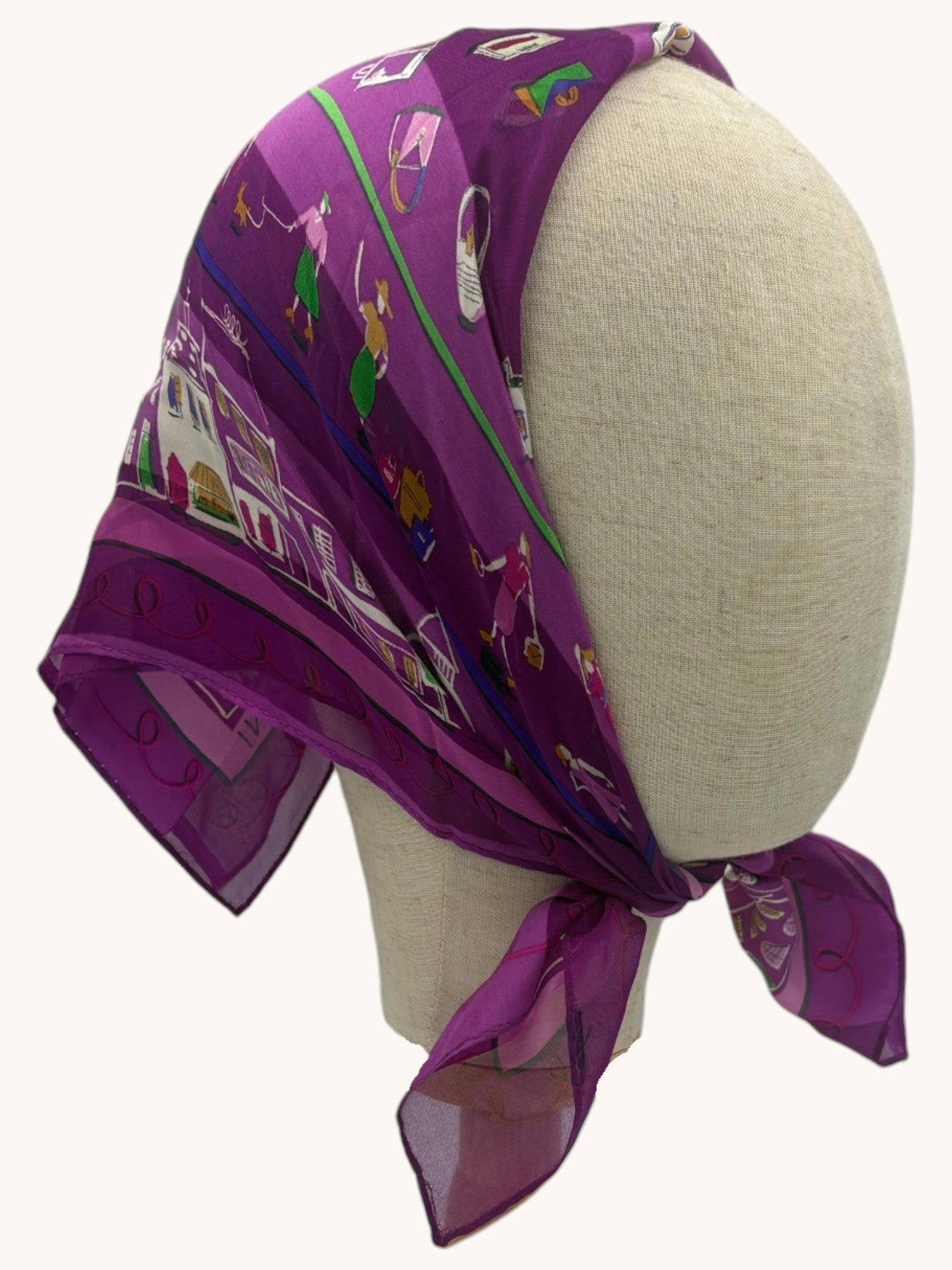 90s Adrienne Vittadini Purple Silk Scarf