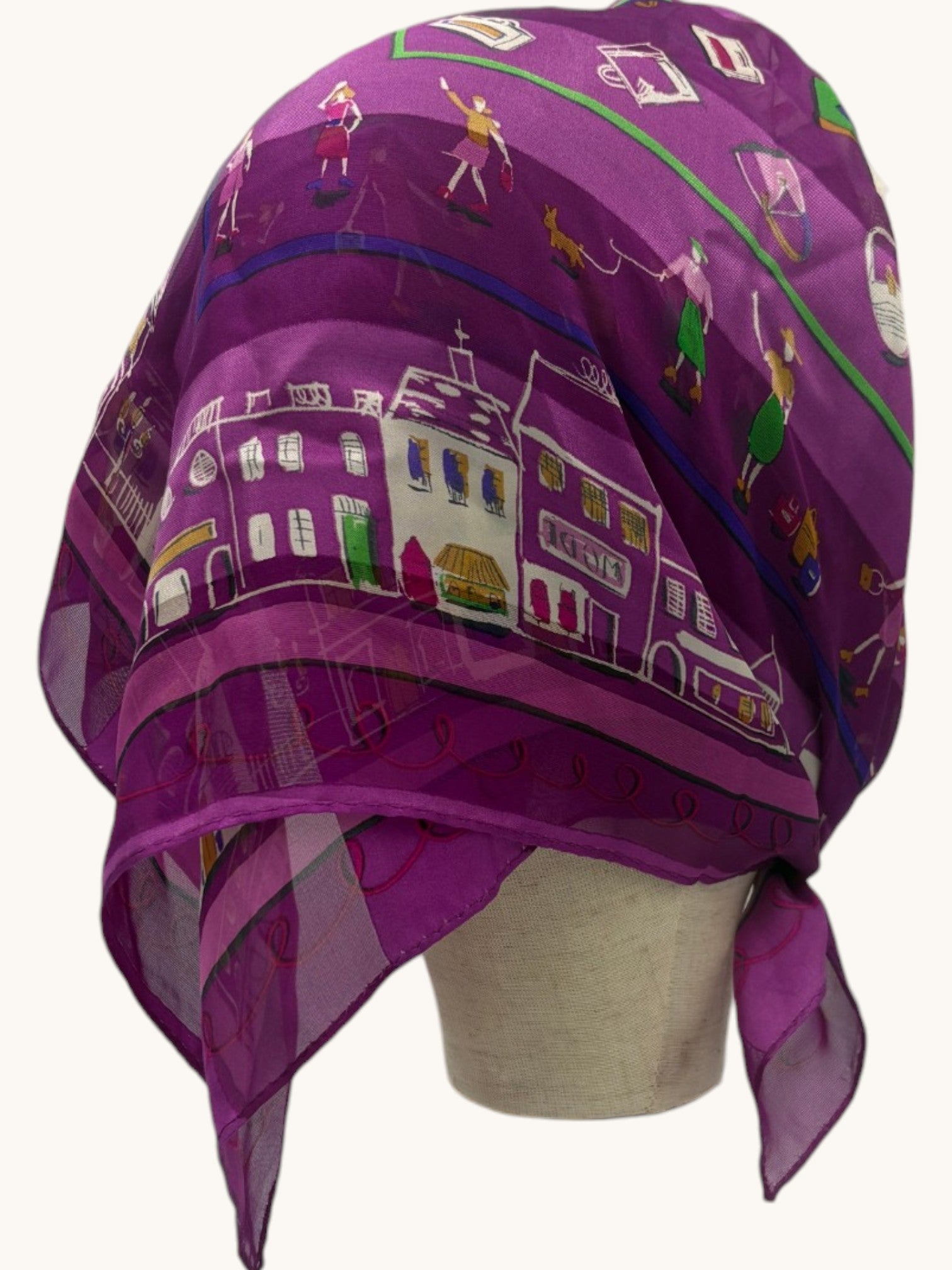 90s Adrienne Vittadini Purple Silk Scarf