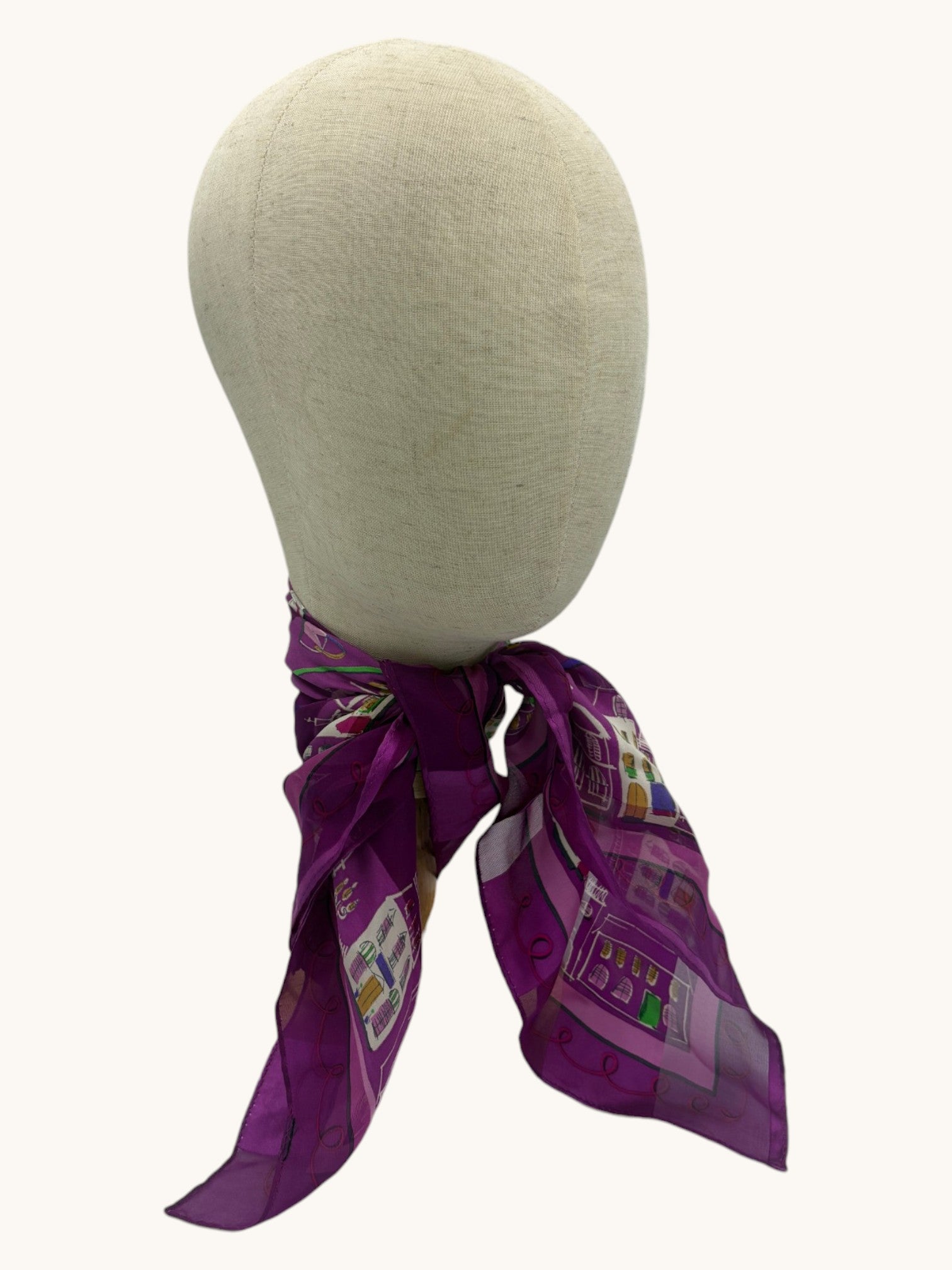 90s Adrienne Vittadini Purple Silk Scarf