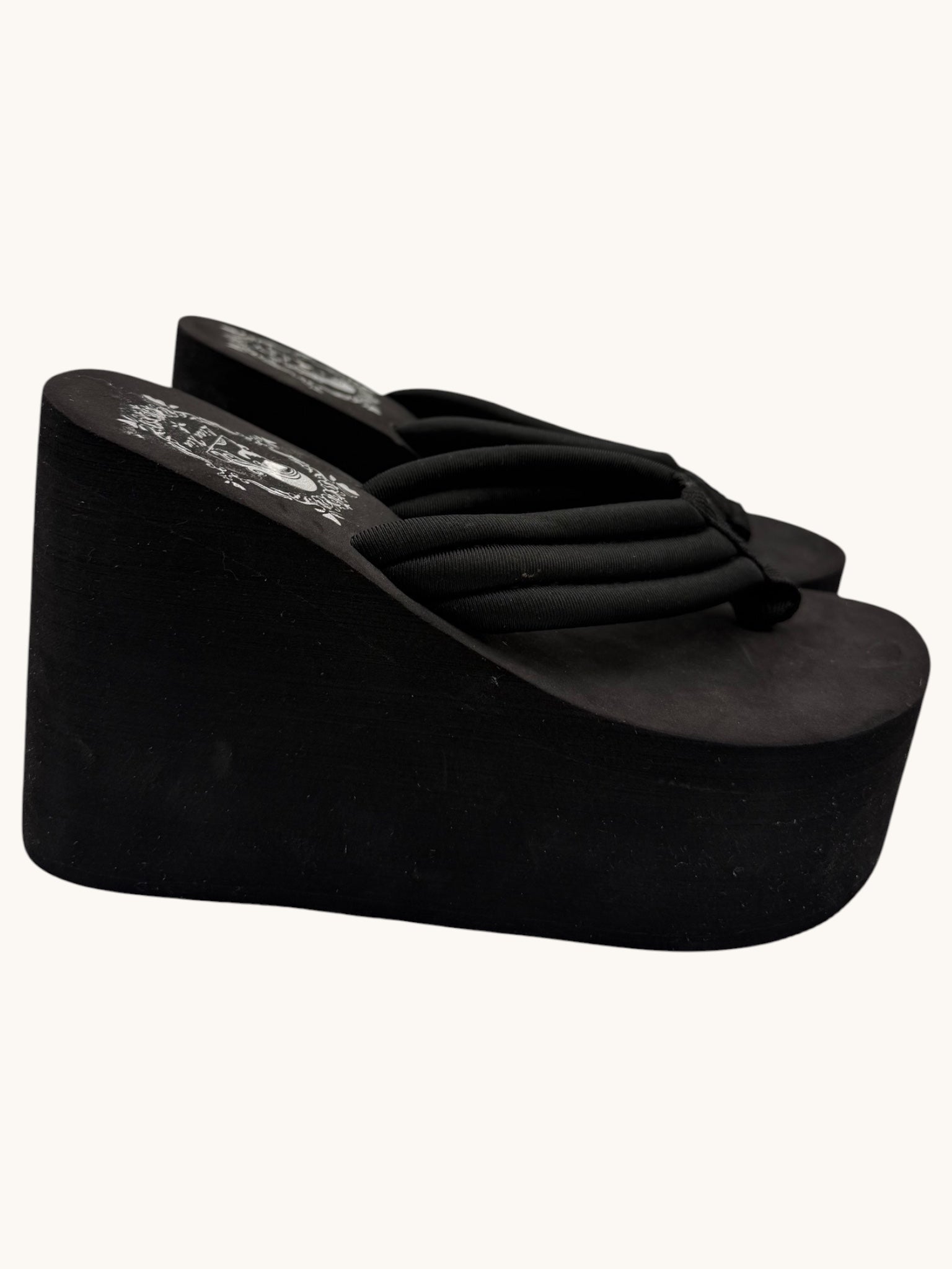 00s Lian Xin Black Wedge Sandals - 7 W