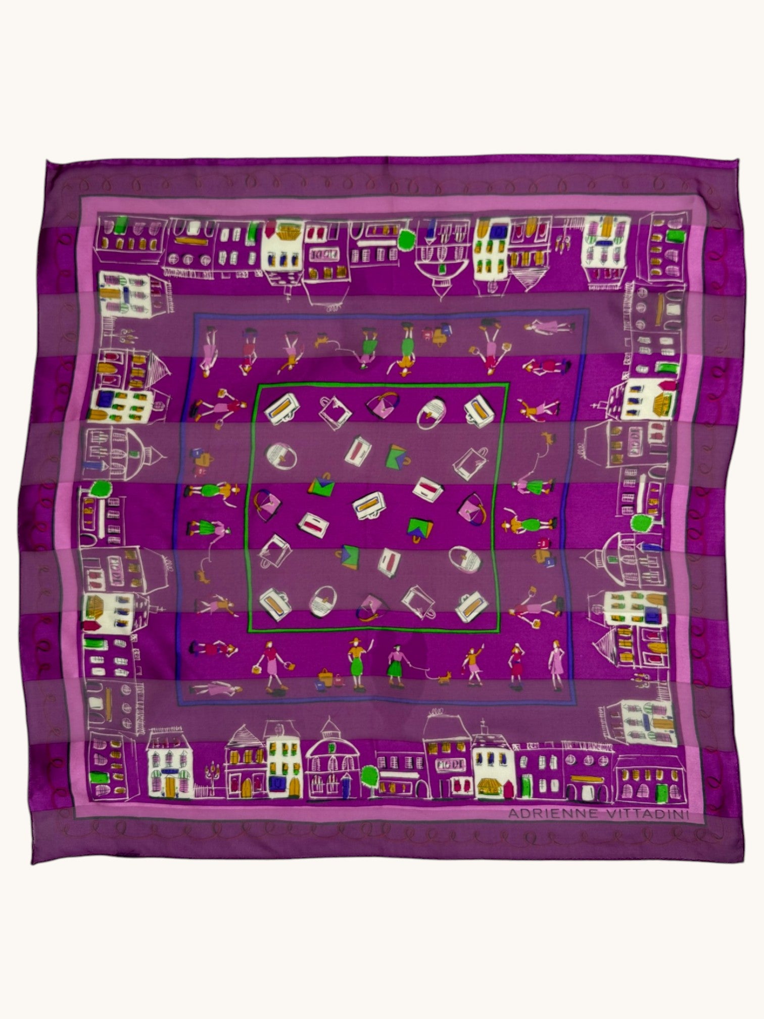 90s Adrienne Vittadini Purple Silk Scarf