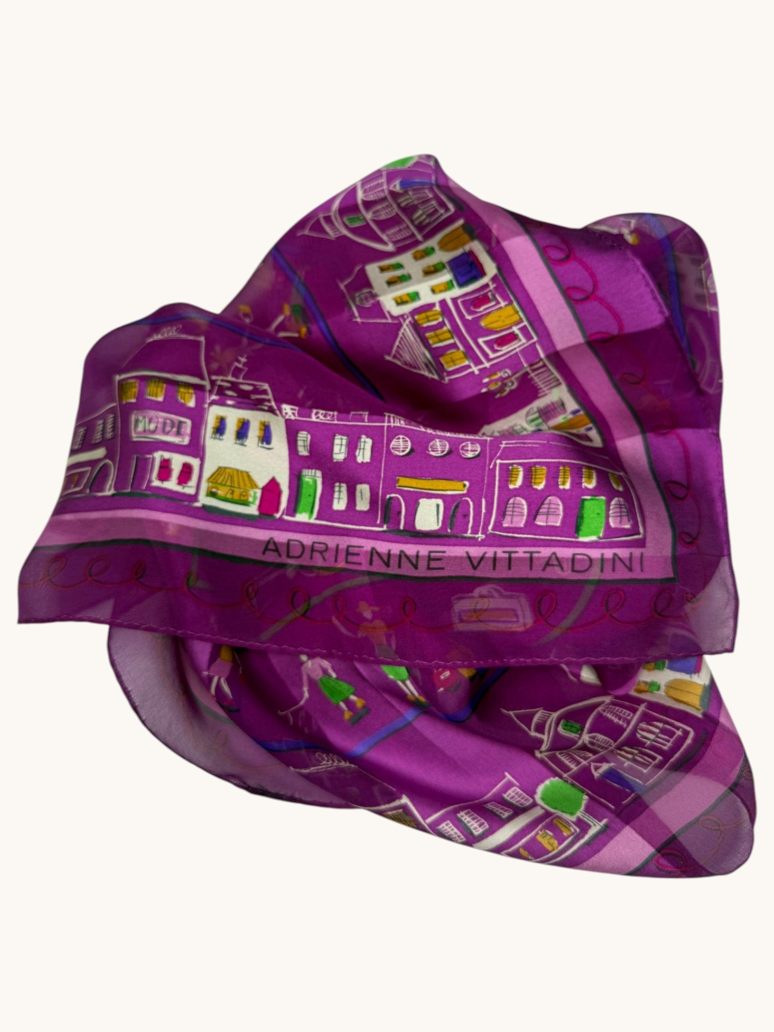 90s Adrienne Vittadini Purple Silk Scarf