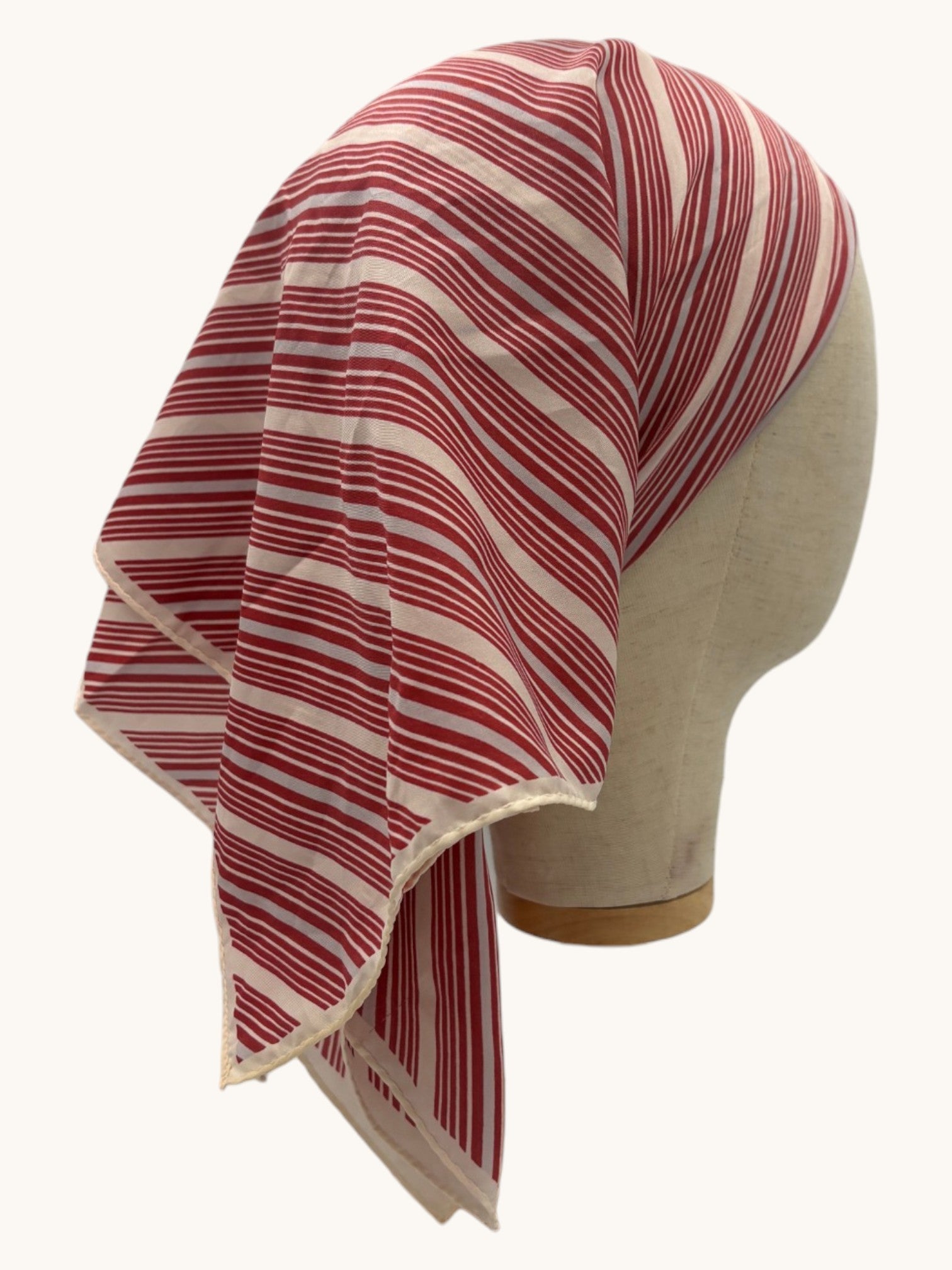 90s Red White Stripe Silk Headscarf