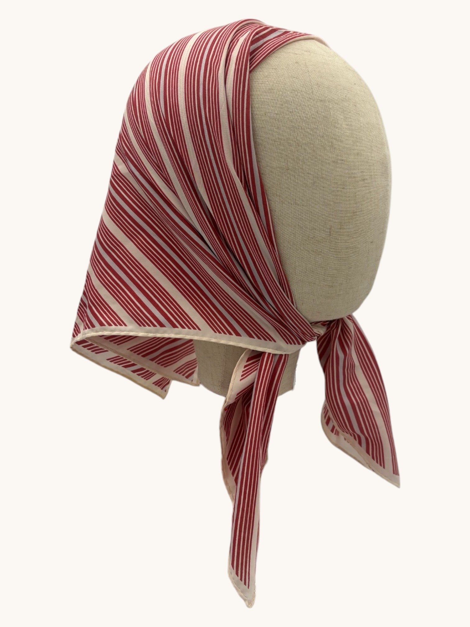 90s Red White Stripe Silk Headscarf