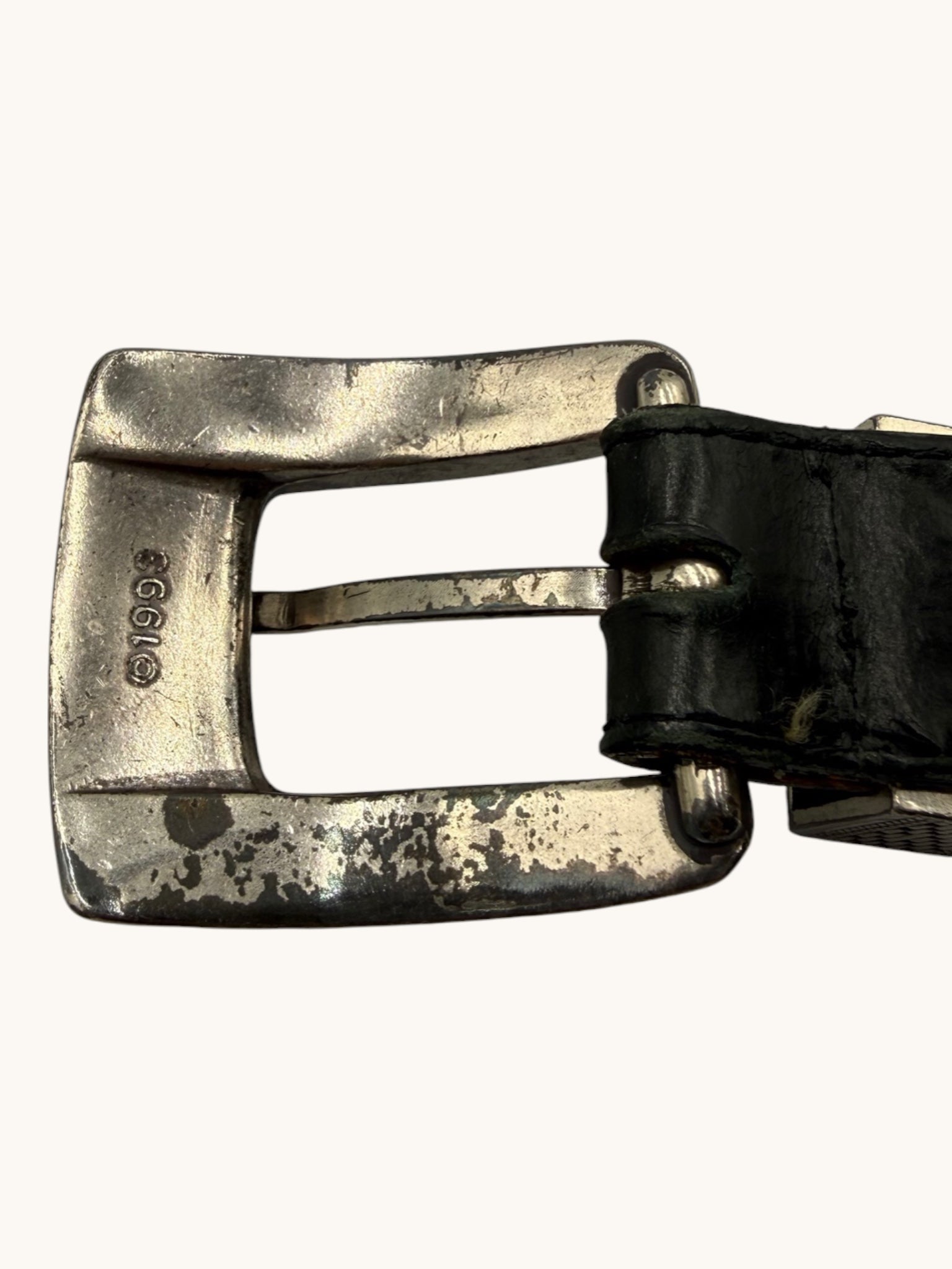 90s ONYX by Brighton Black Leather Belt with Silver Buckle