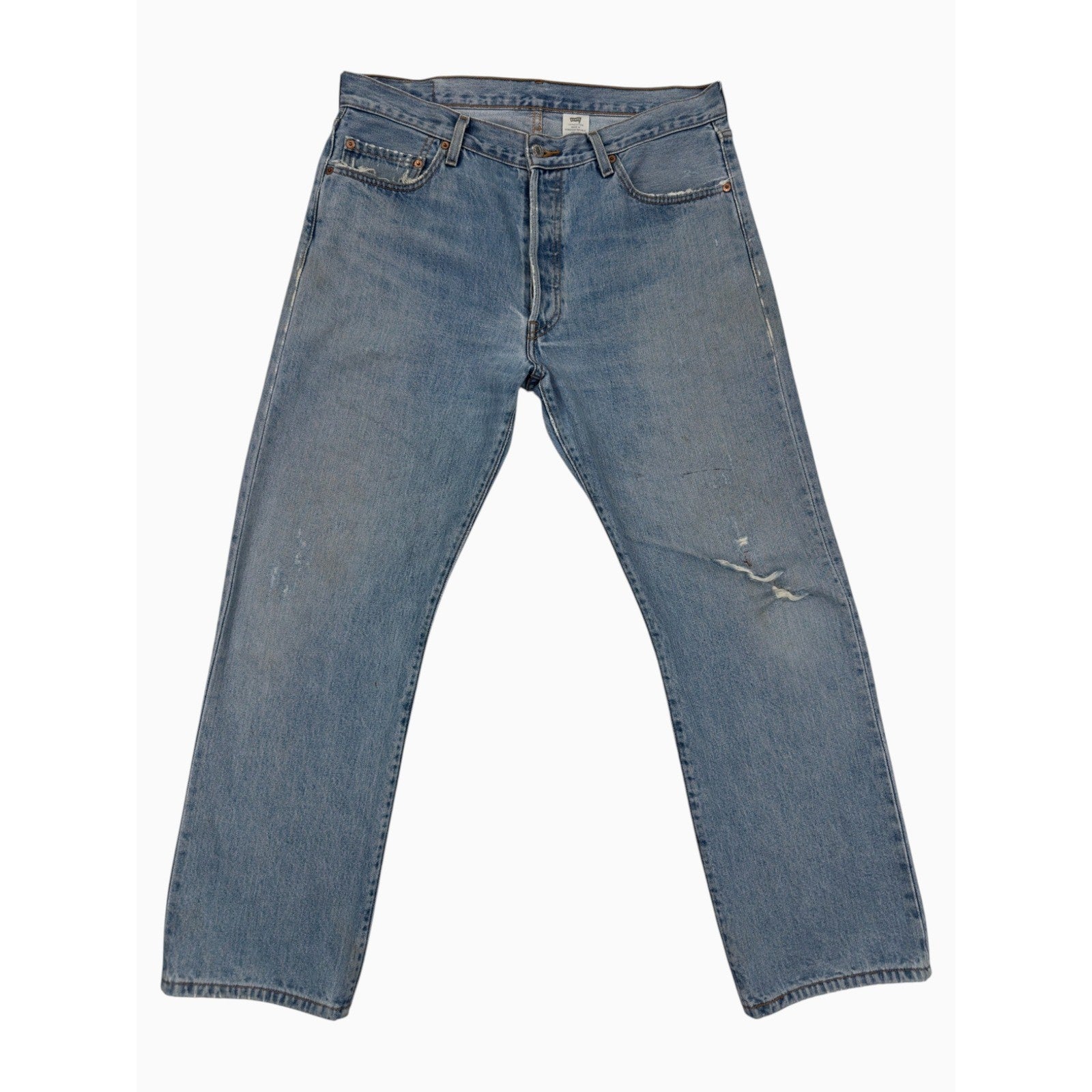 Levis 501 Mens Vintage Light Wash Straight Leg Button Fly Denim Jeans W36 L30