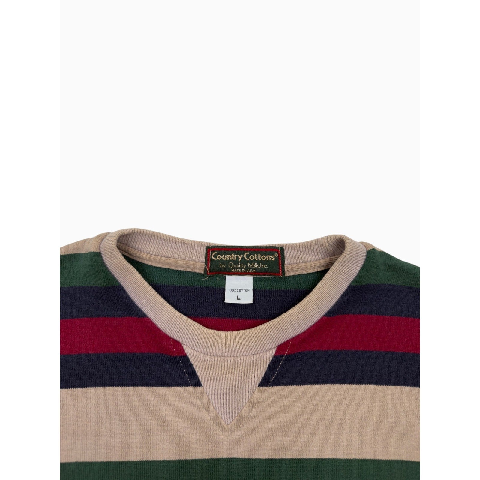 Vintage Country Cottons Striped Sweatshirt Mens Large USA Made Crewneck Pullover