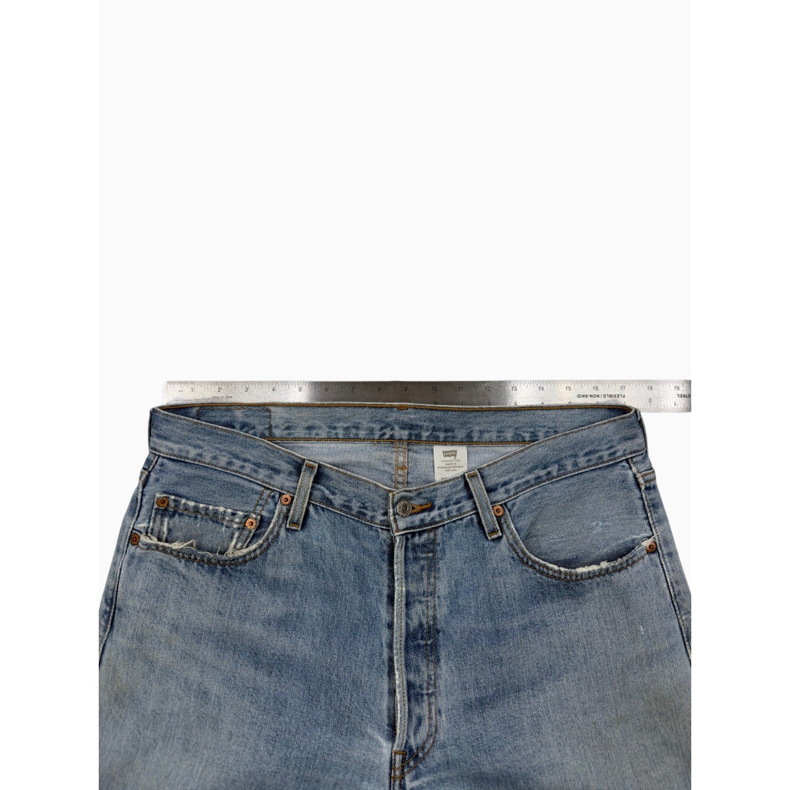 Levis 501 Mens Vintage Light Wash Straight Leg Button Fly Denim Jeans W36 L30