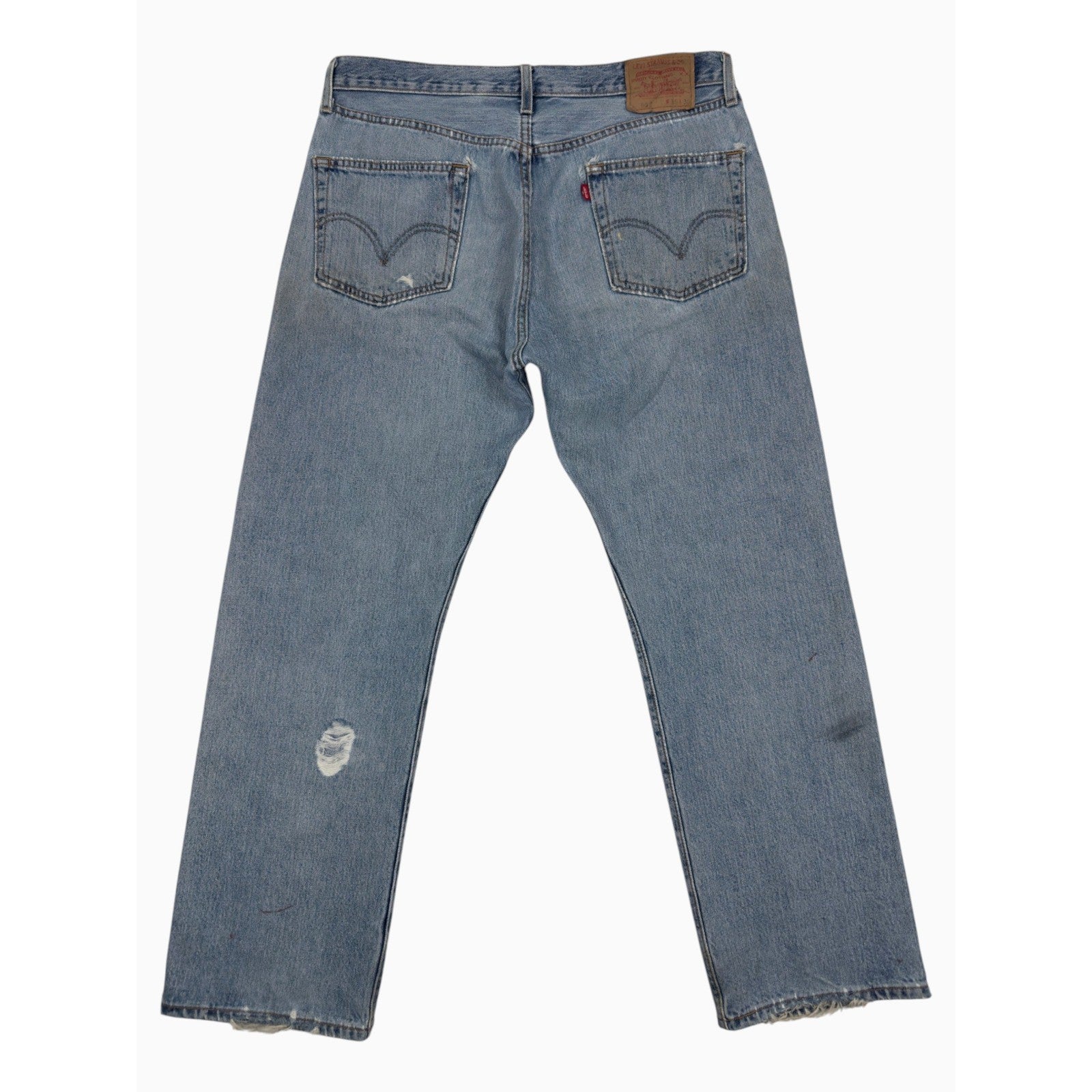 Levis 501 Vintage Mens 36x30 Blue Denim Straight Leg Button Fly Distressed Jeans