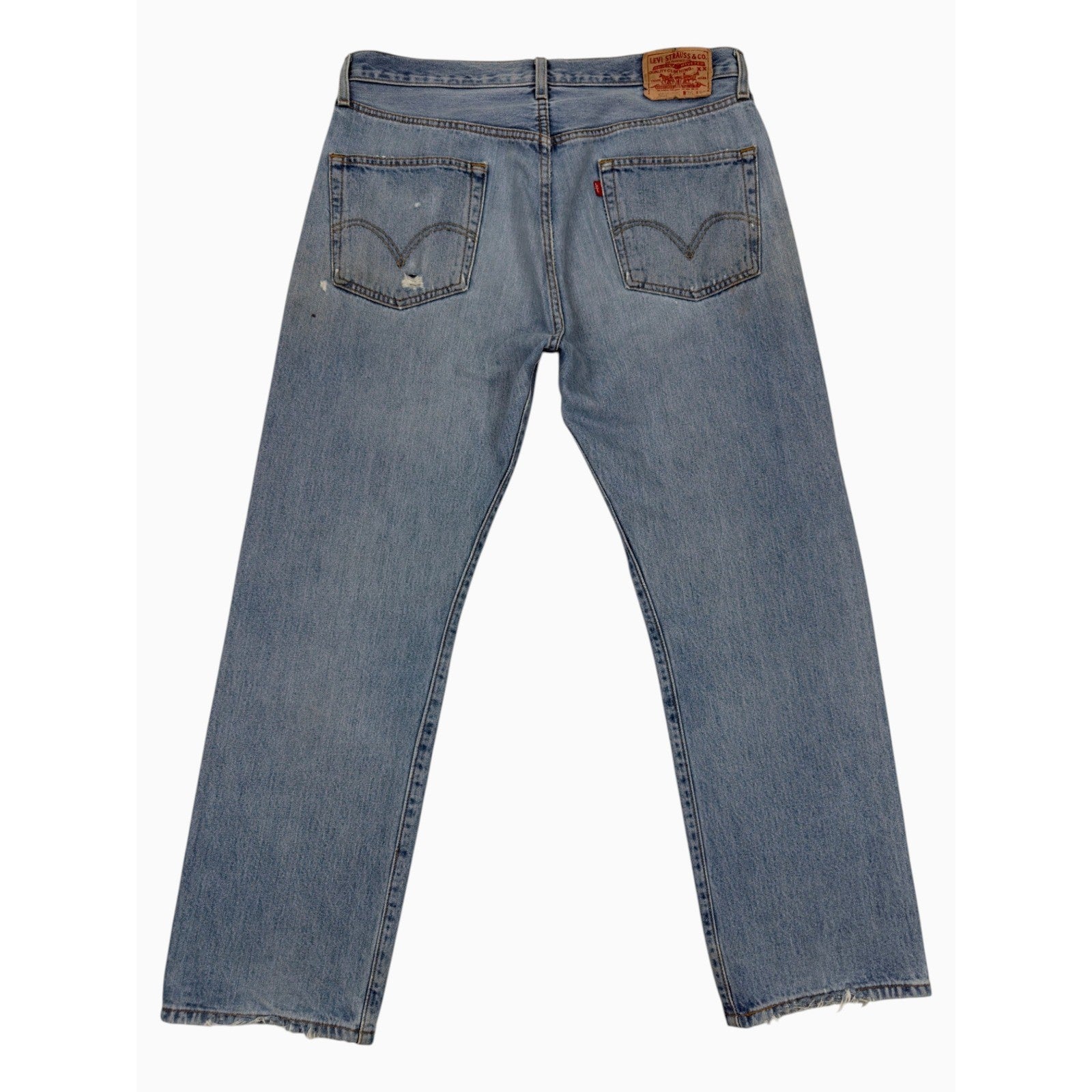 Levis 501 Mens Vintage Light Wash Straight Leg Button Fly Denim Jeans W36 L30