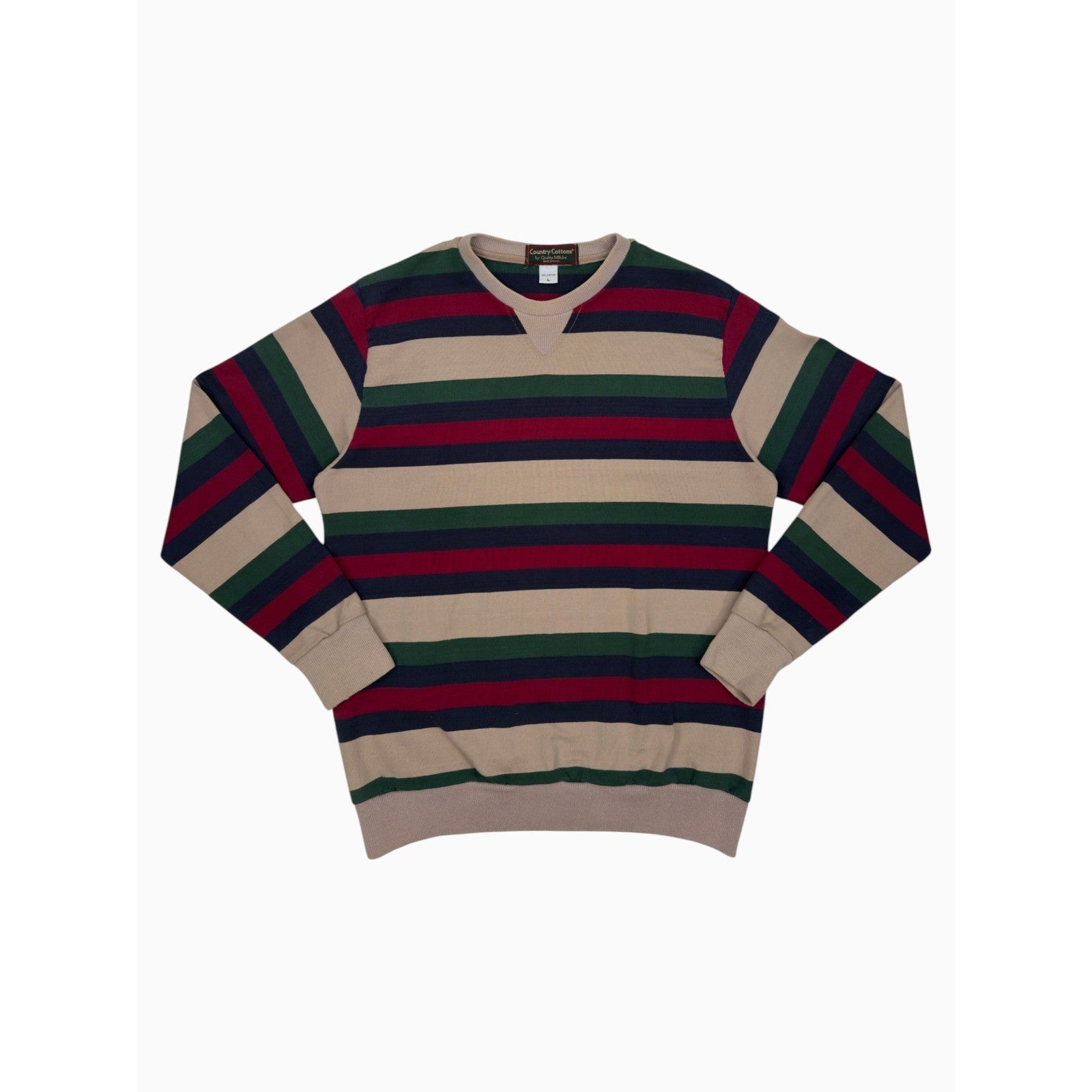 Vintage Country Cottons Striped Sweatshirt Mens Large USA Made Crewneck Pullover