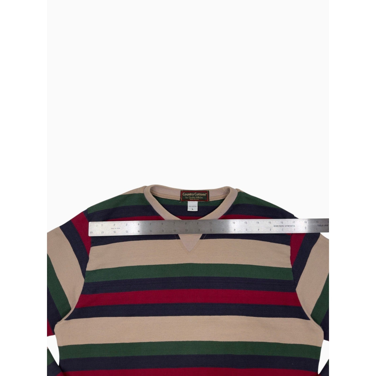 Vintage Country Cottons Striped Sweatshirt Mens Large USA Made Crewneck Pullover