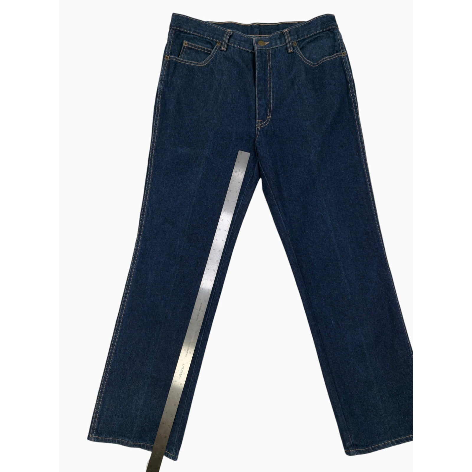 Vintage Calvin Klein High Waisted Straight Leg Jeans Dark Wash Made in USA 36