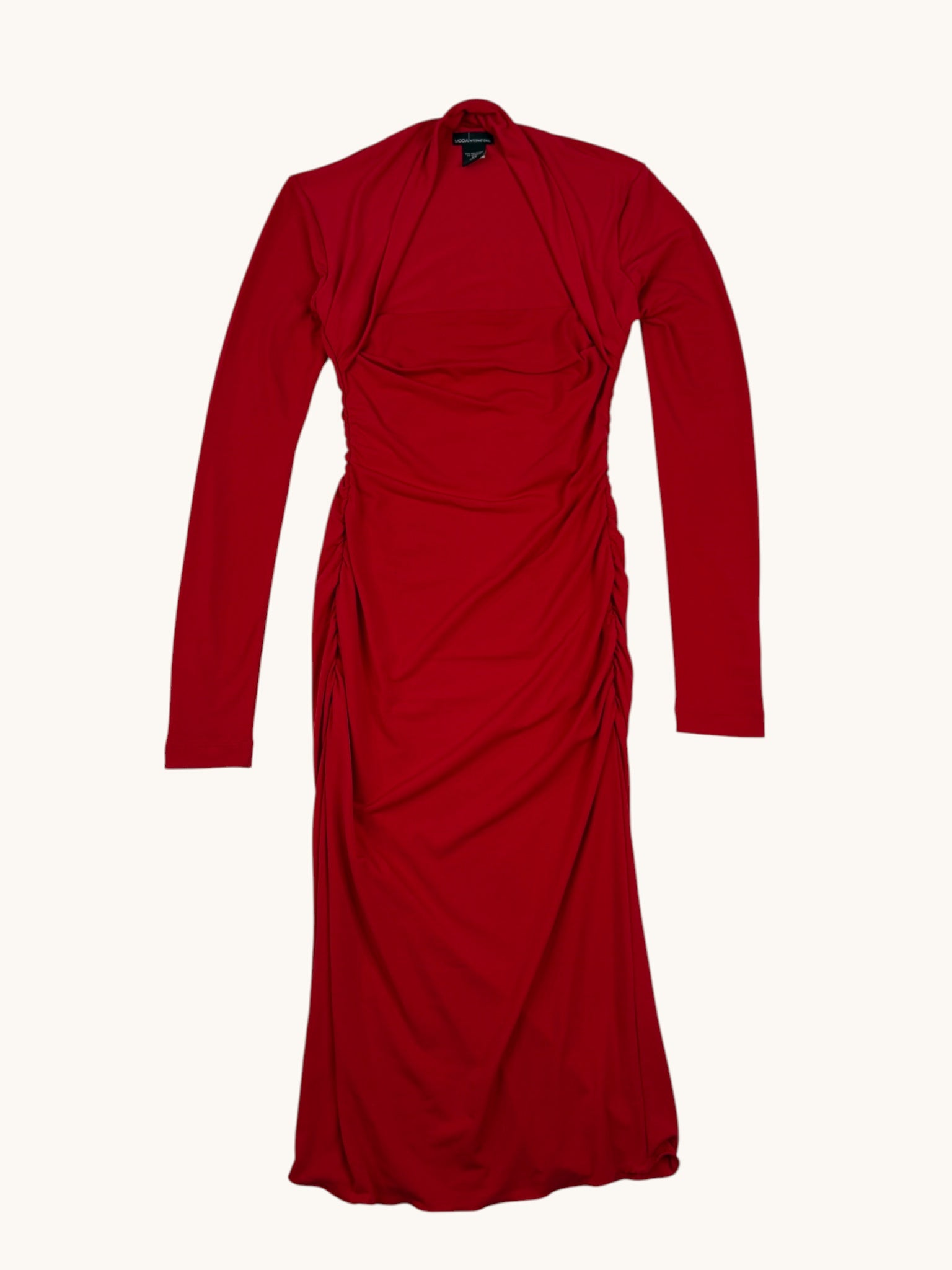 90s Moda International Red Bodycon Midi Dress - XS