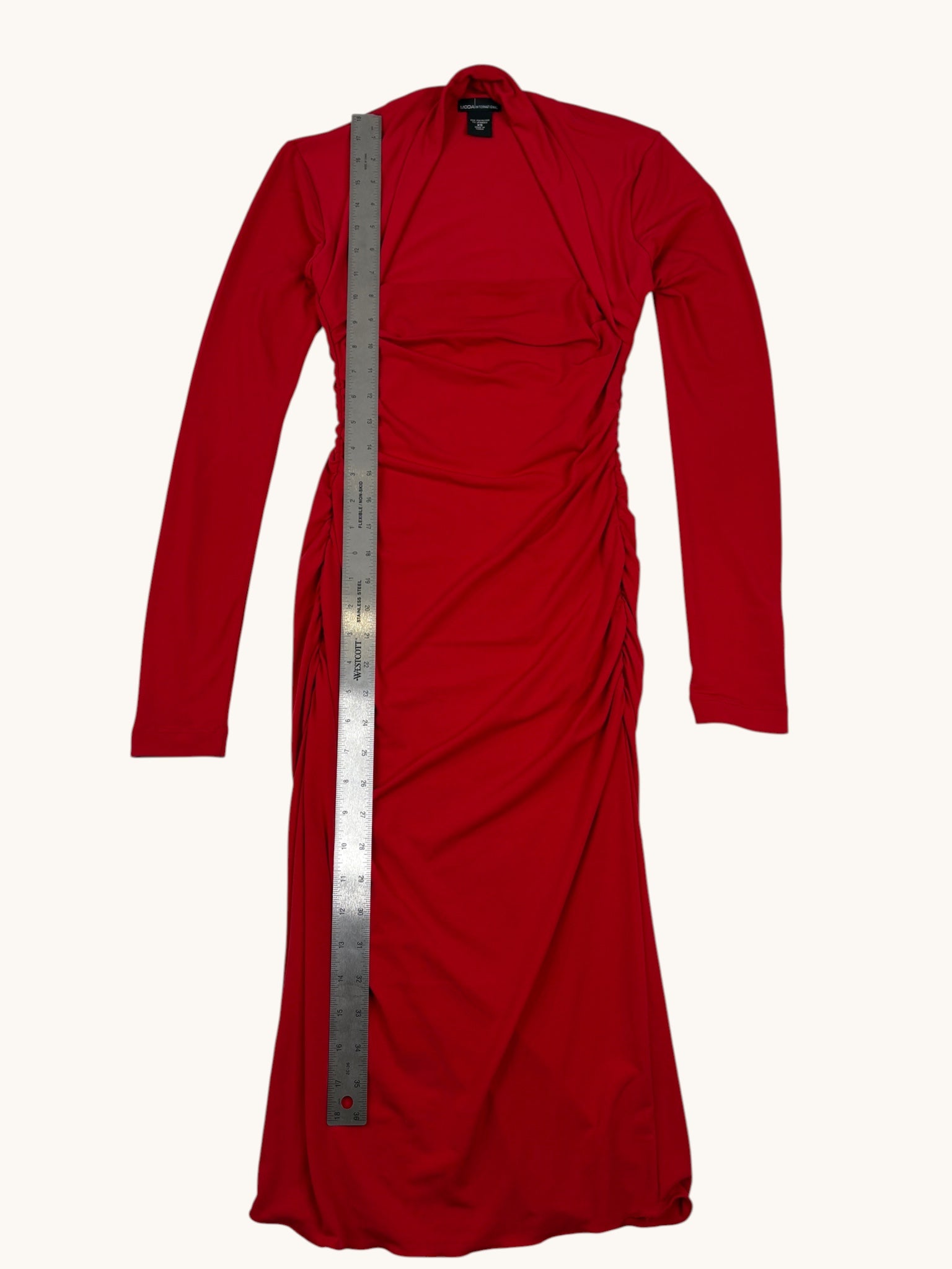 90s Moda International Red Bodycon Midi Dress - XS