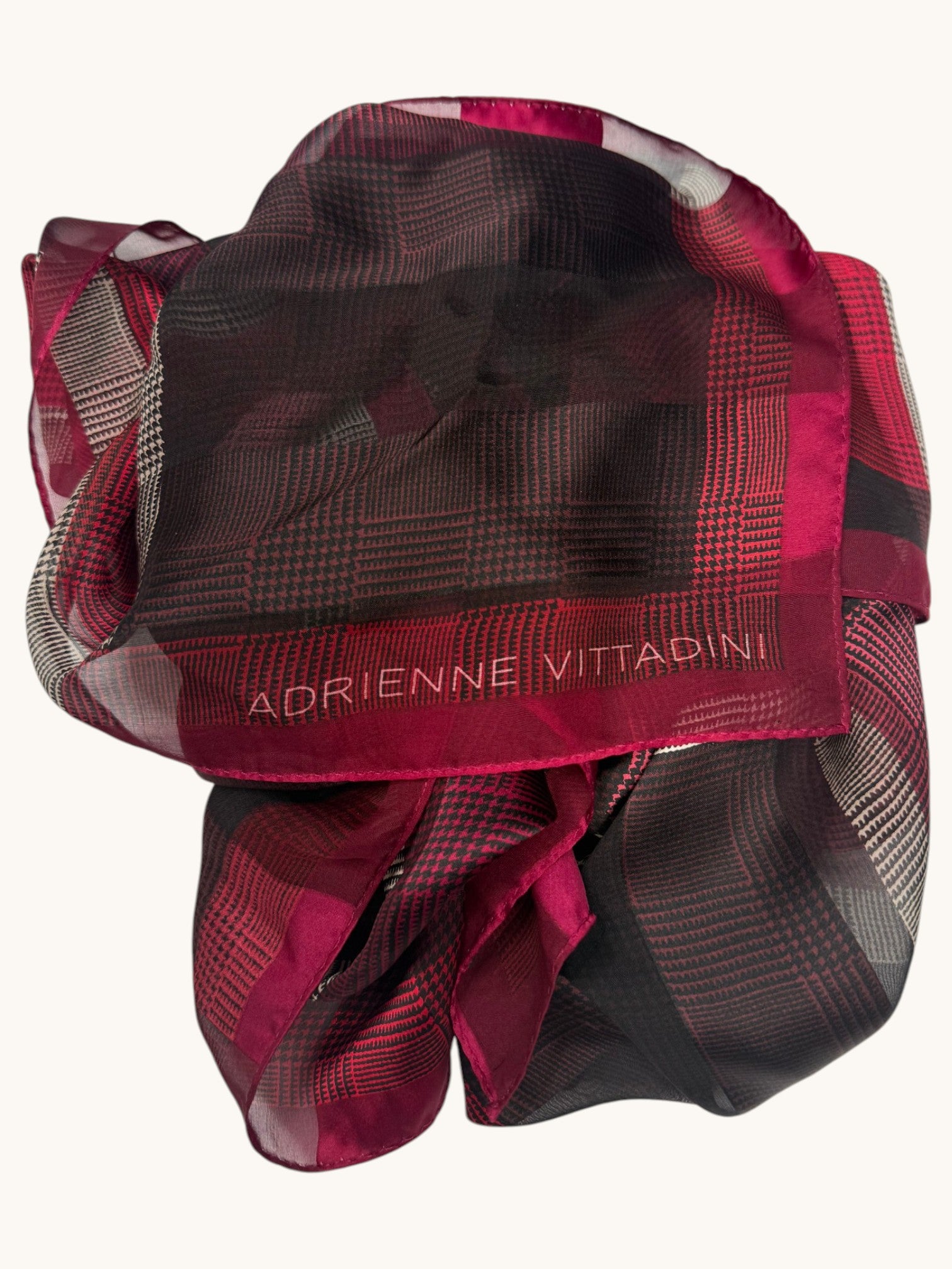 90s Adrienne Vittadini Red Plaid Scarf