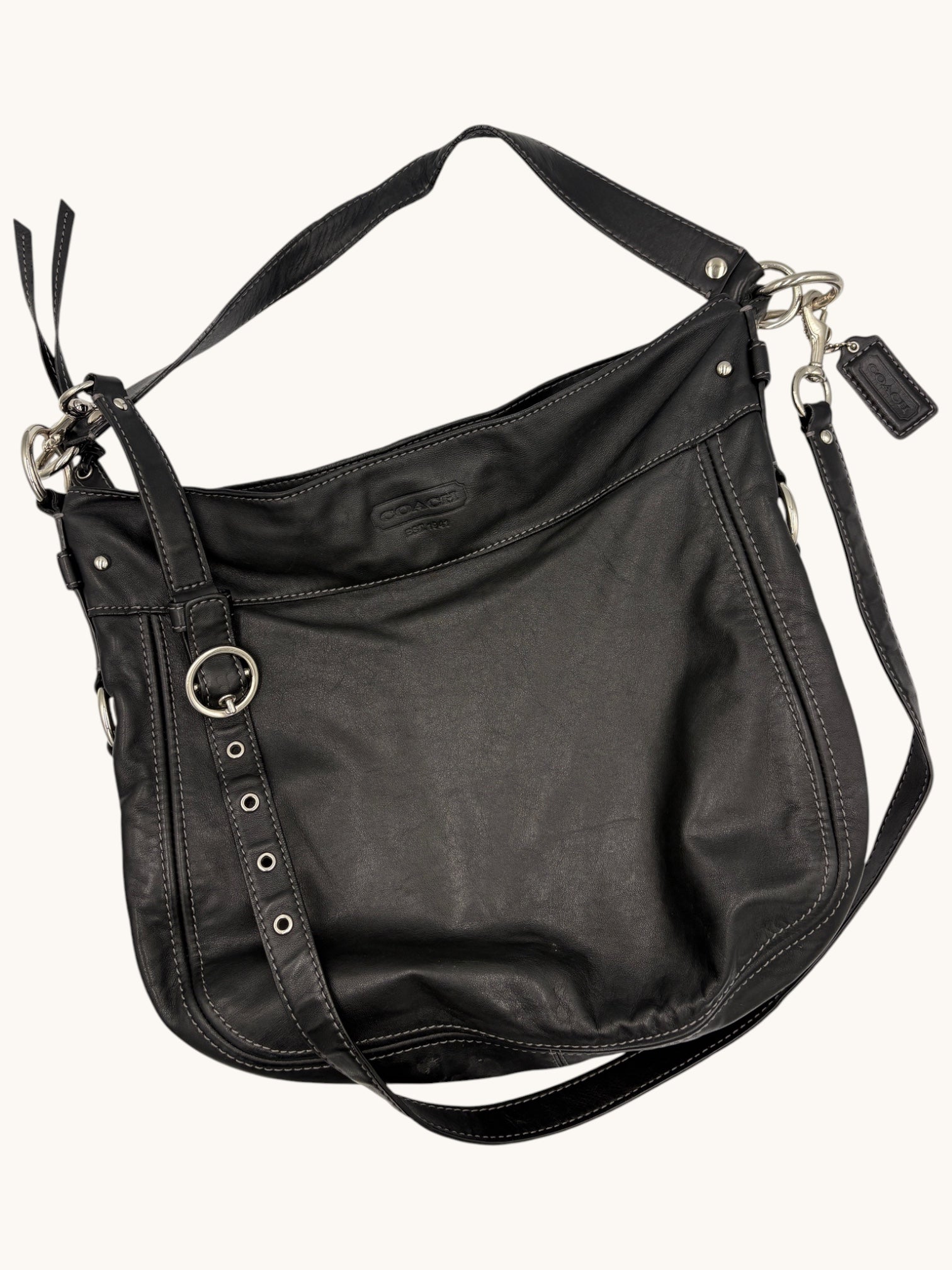 90s Coach Black Leather Zoe Hobo
