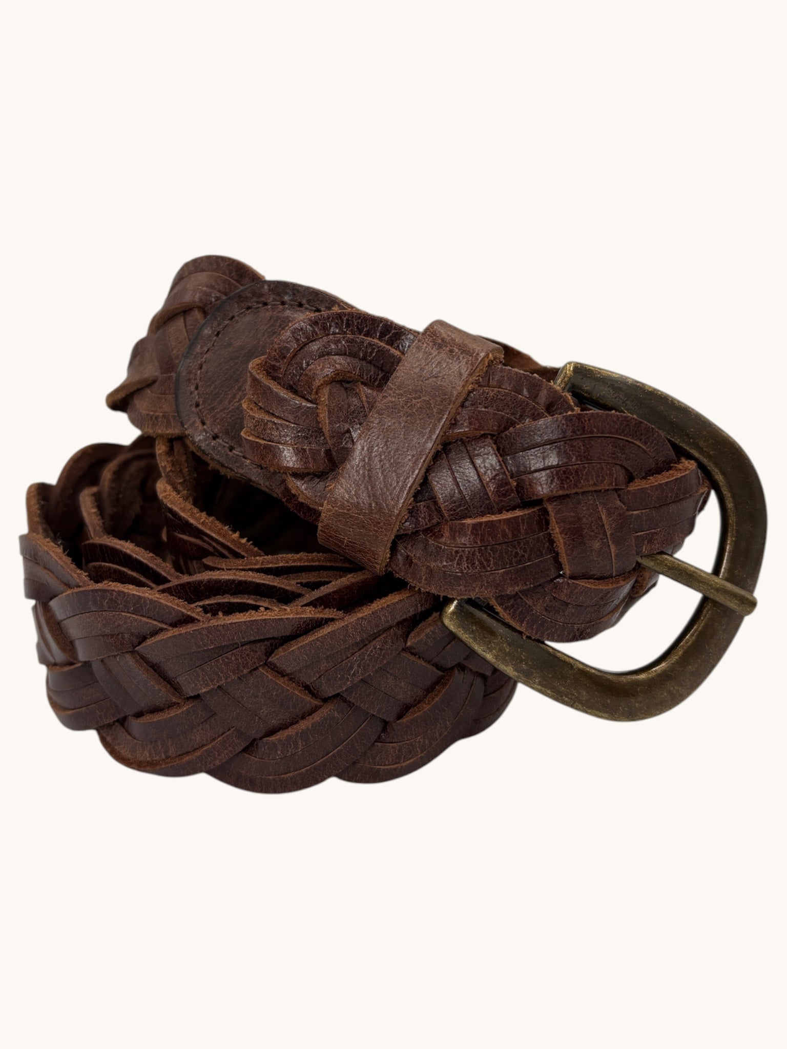 90s J.C. Penny Brown Braided Leather Belt