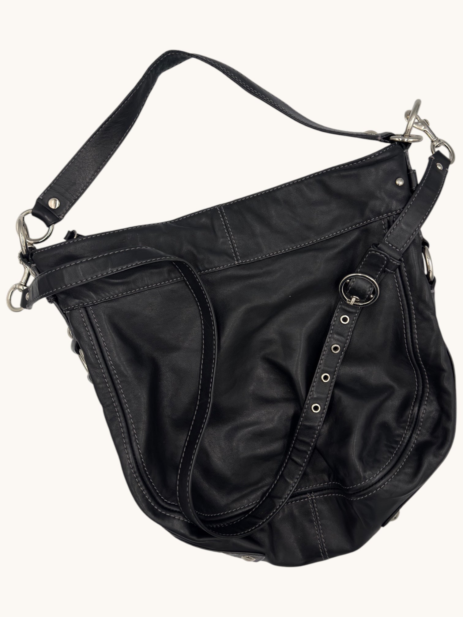 90s Coach Black Leather Zoe Hobo