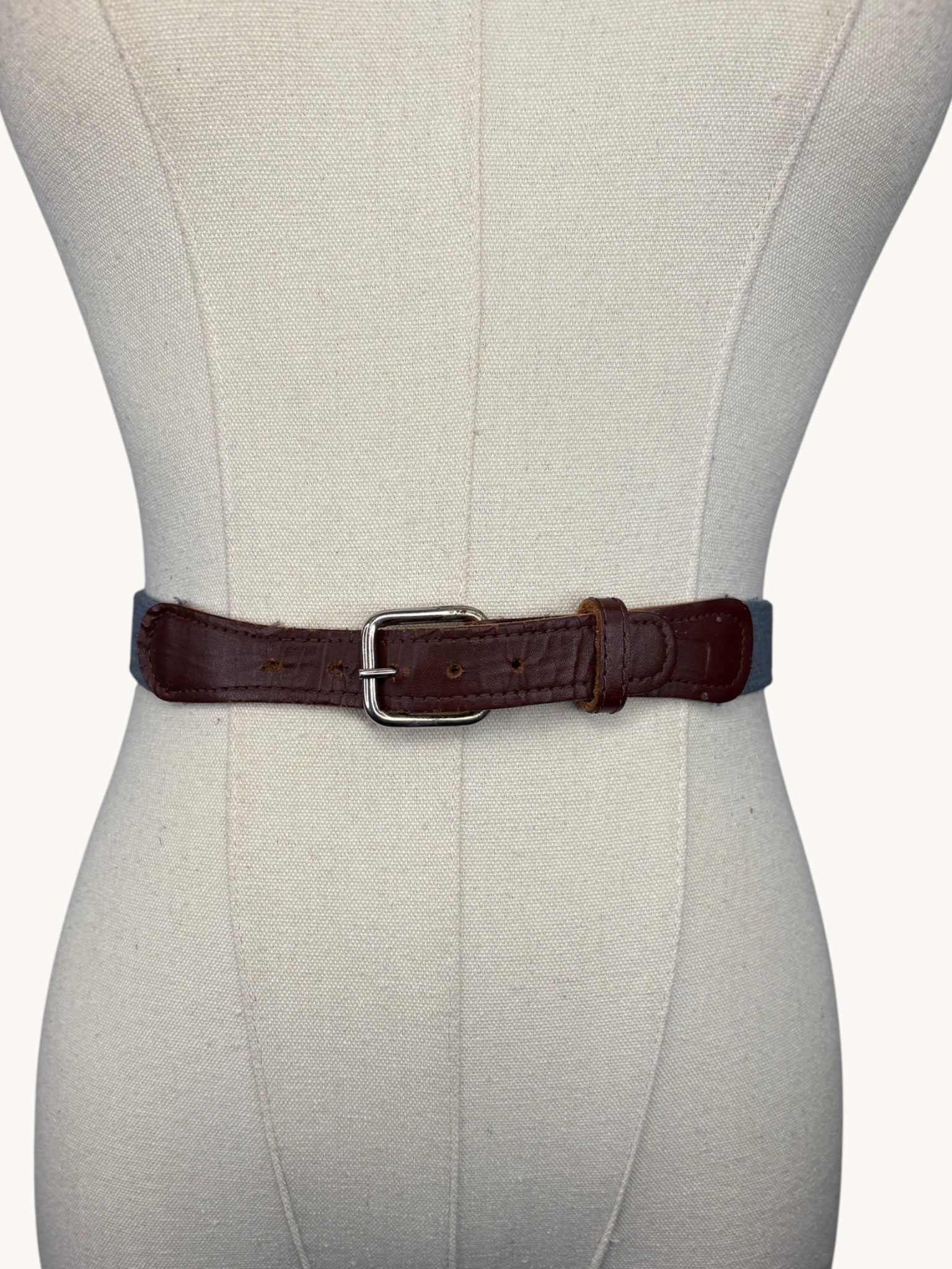 90s Blue Brown Leather Belt
