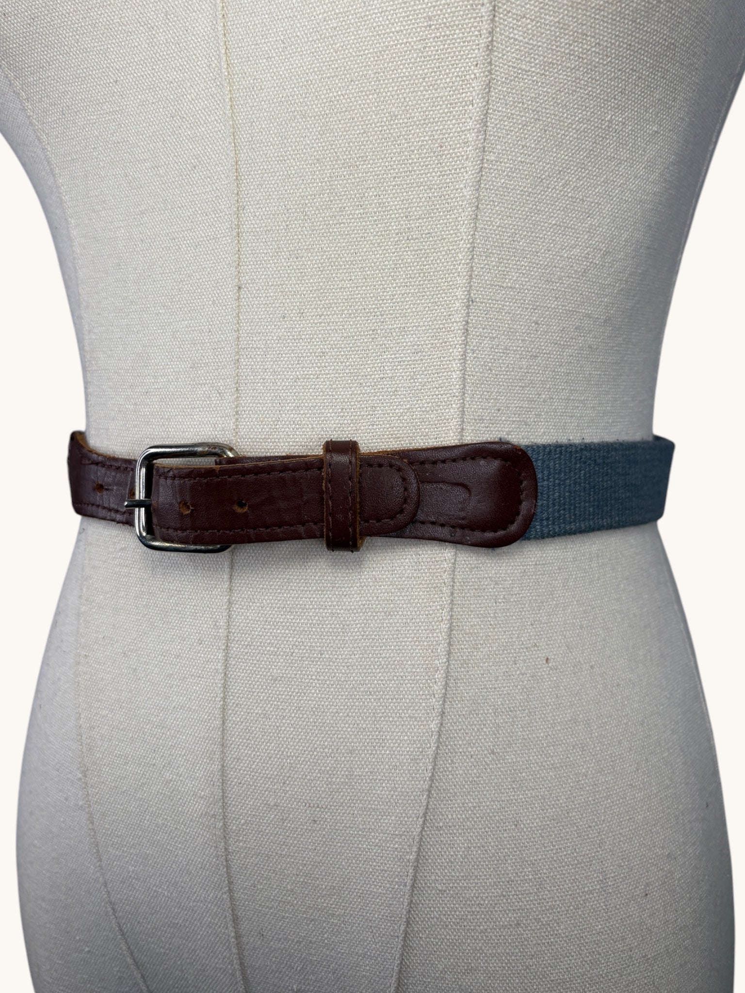 90s Blue Brown Leather Belt