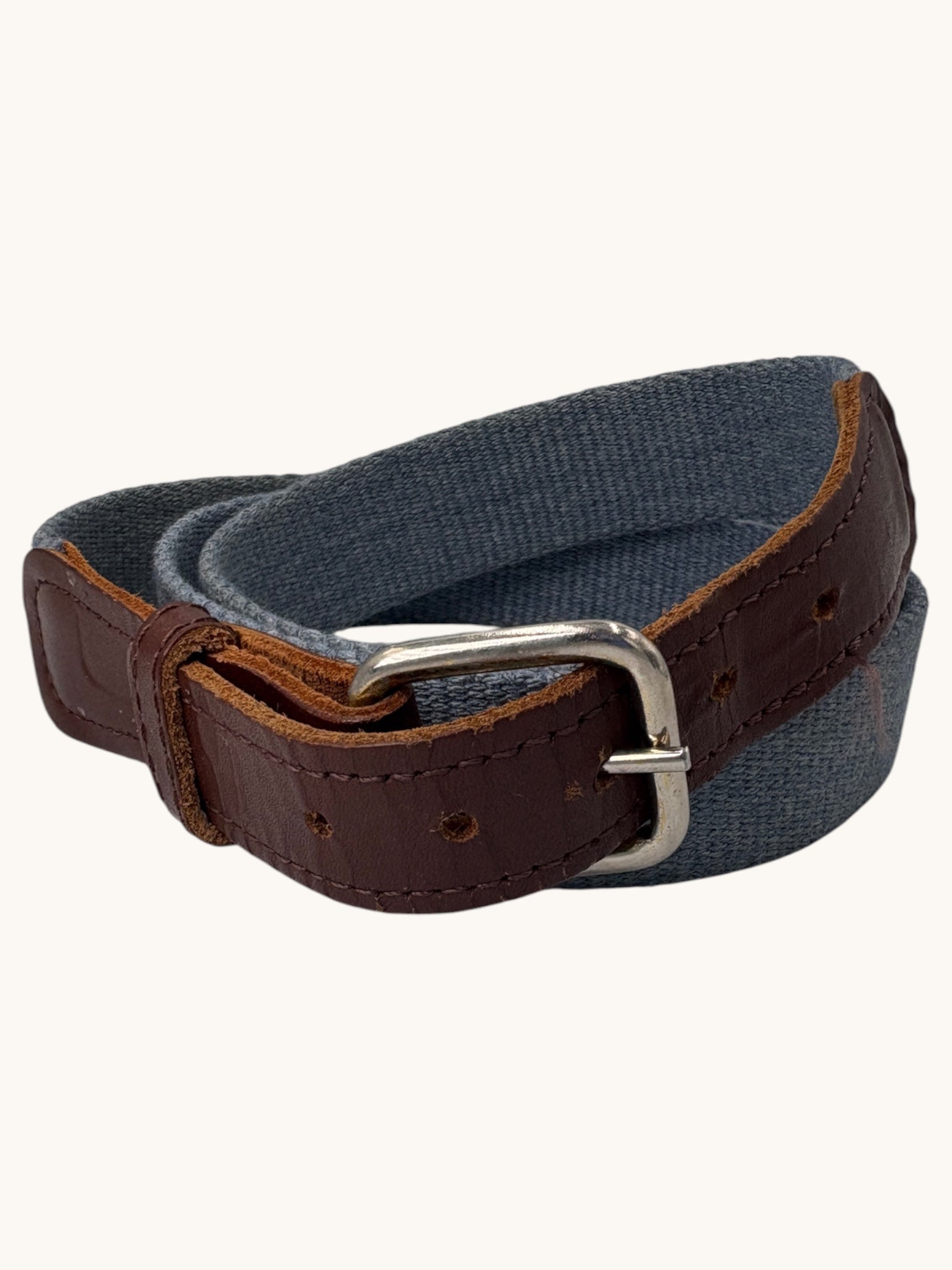 90s Blue Brown Leather Belt