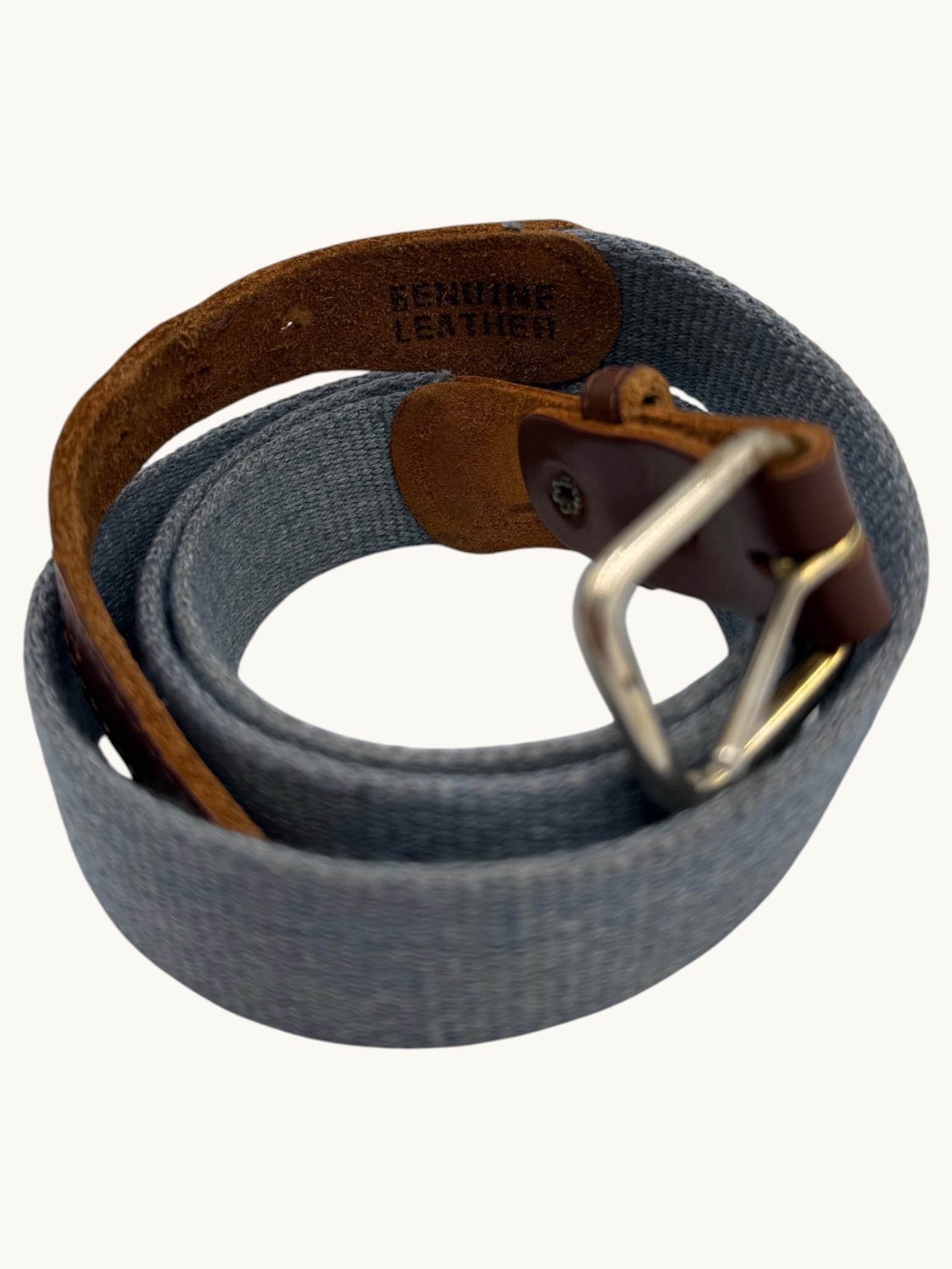 90s Blue Brown Leather Belt
