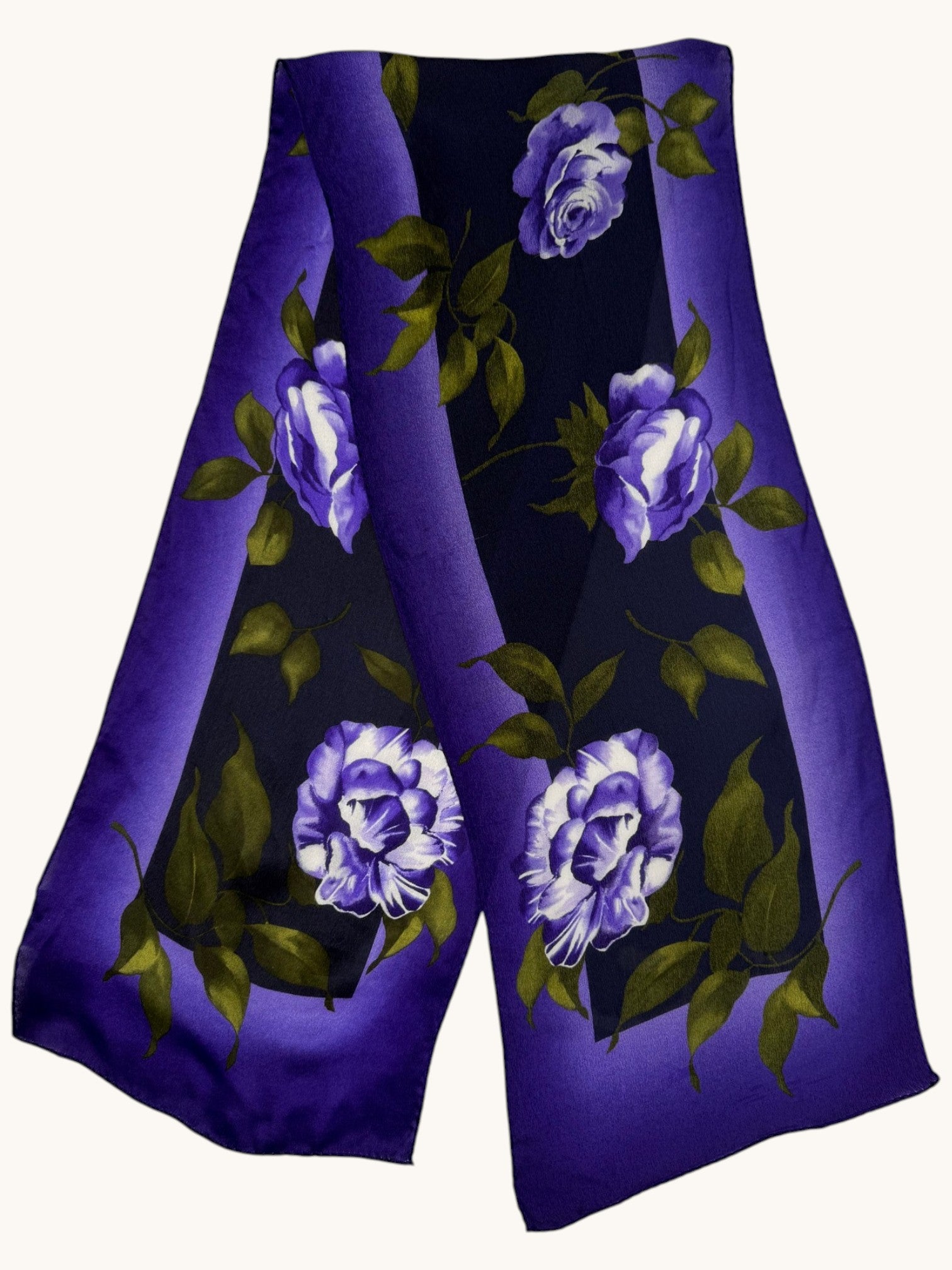 90s Lord & Taylor Purple Floral Silk Scarf