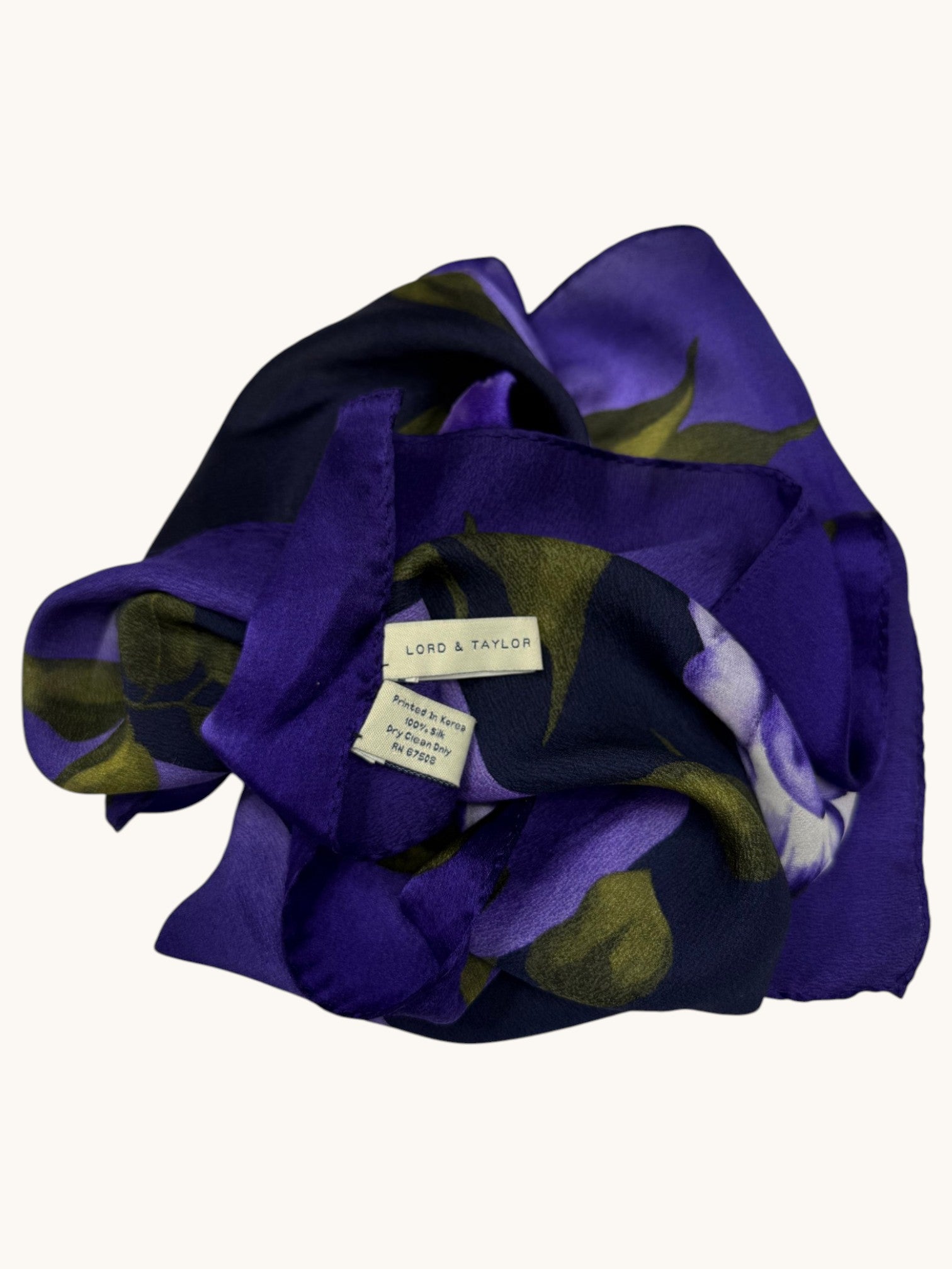 90s Lord & Taylor Purple Floral Silk Scarf