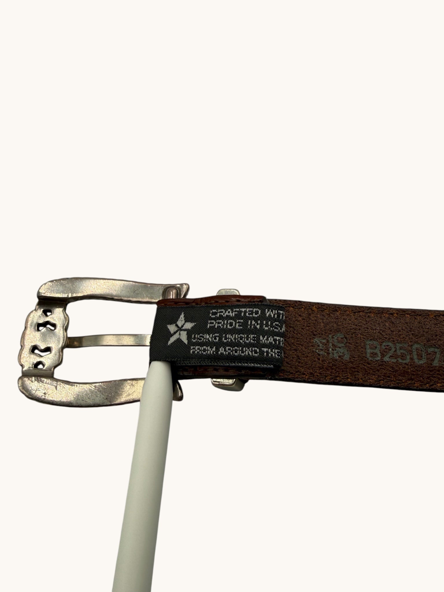 90s Brighton Brown Leather Belt with Silver Accents - M
