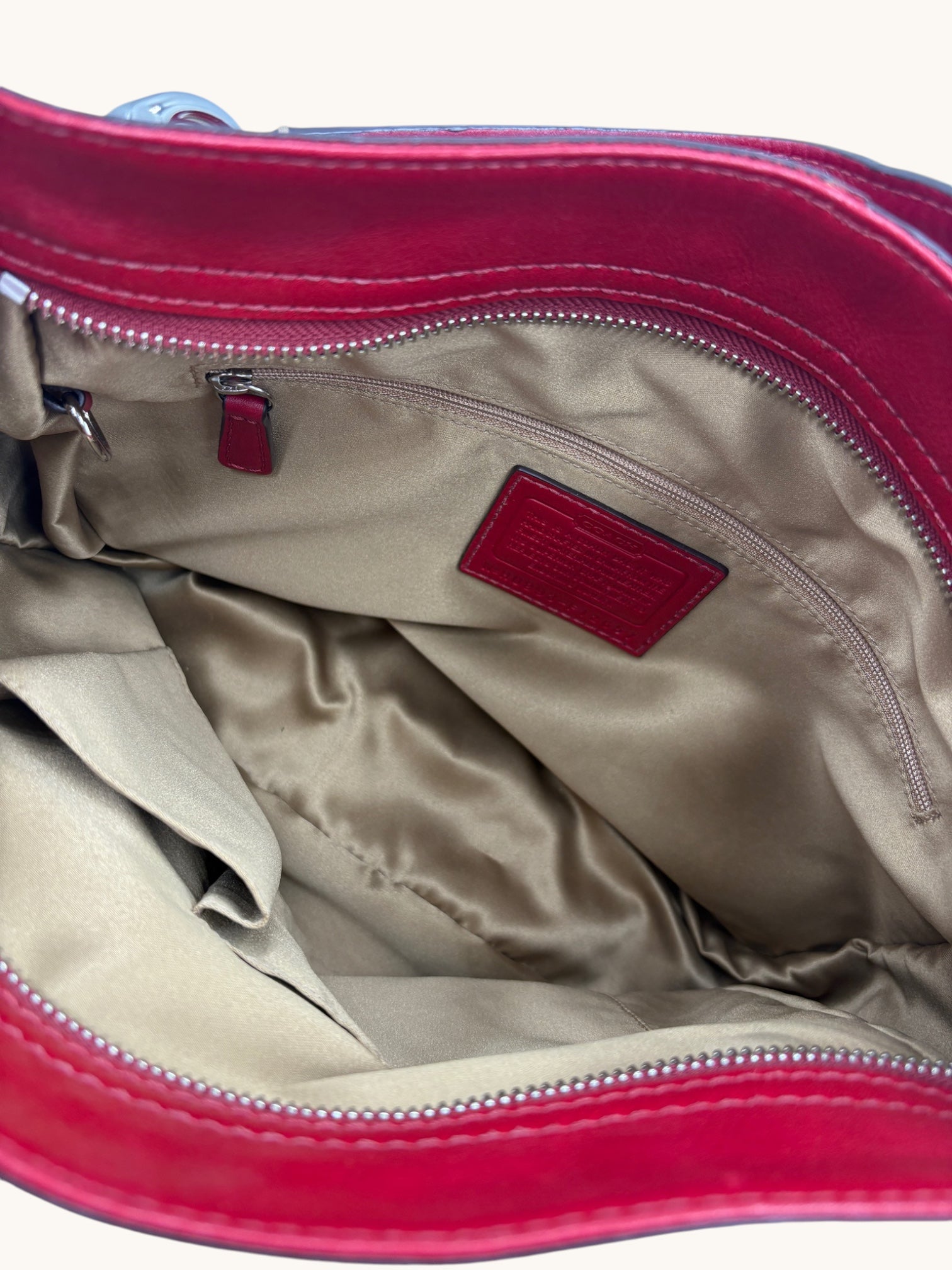 90s Coach Red & Beige Zoe Hobo
