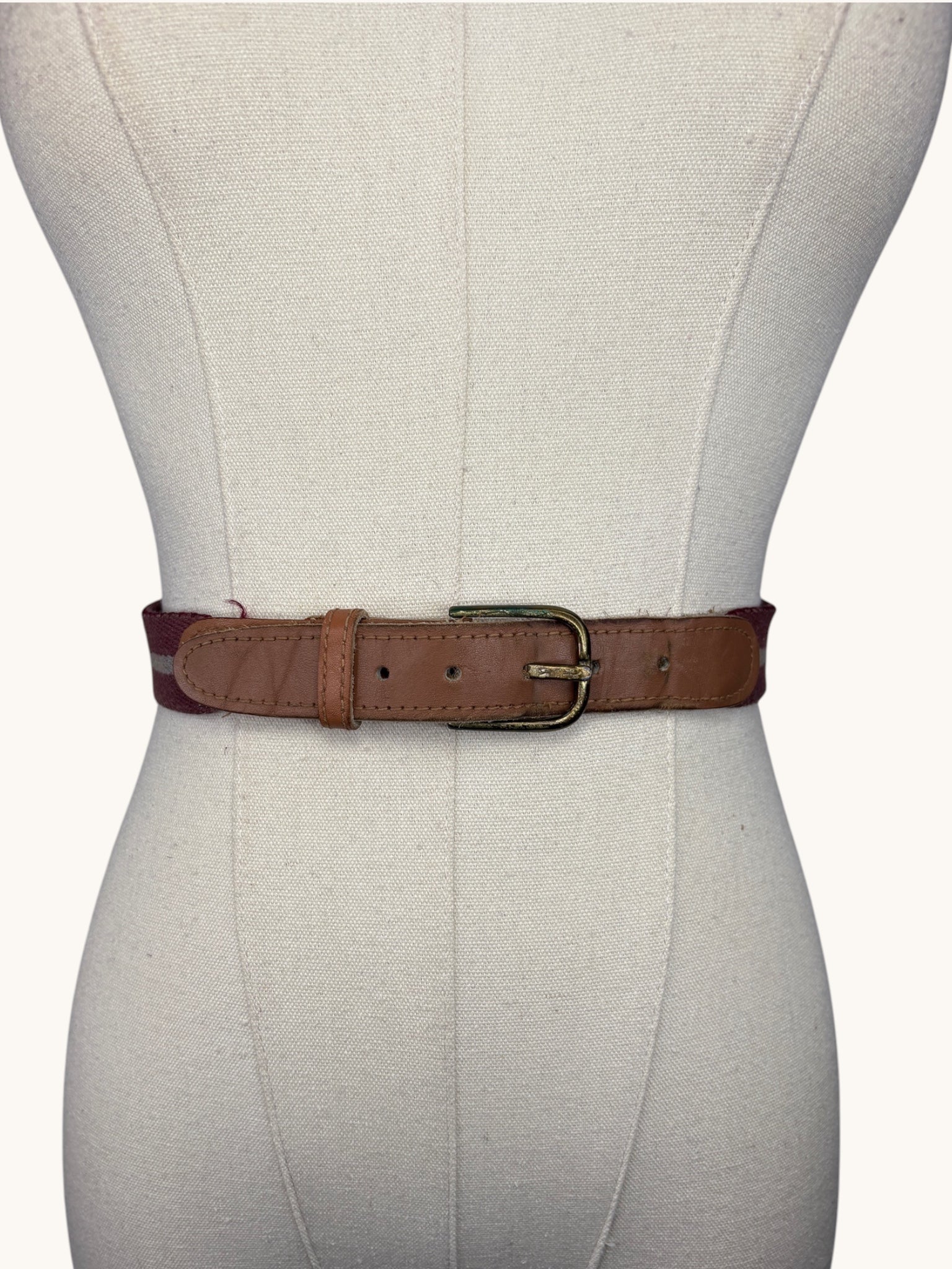 90s Red Brown Leather Belt - 38