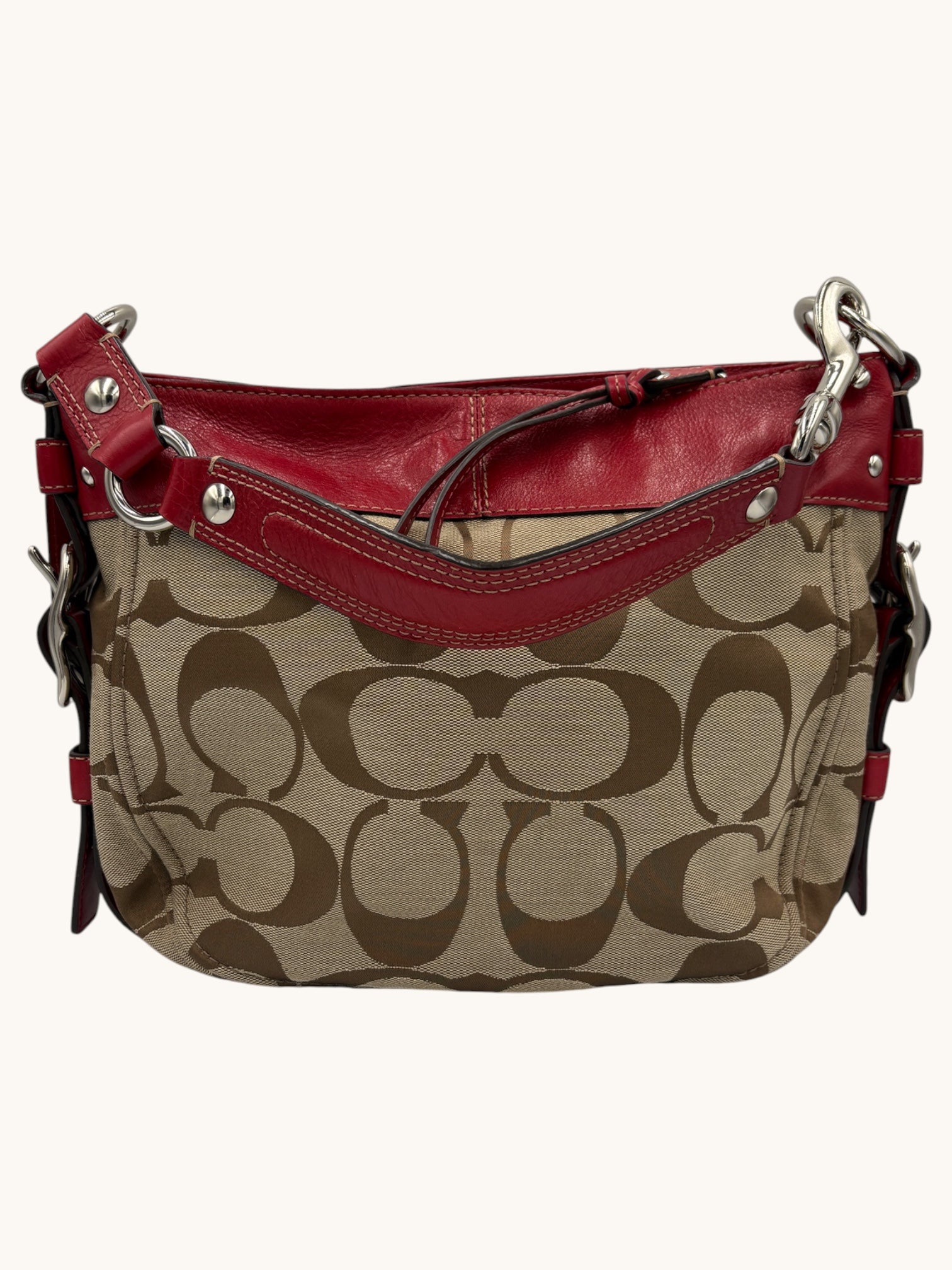 90s Coach Red & Beige Zoe Hobo