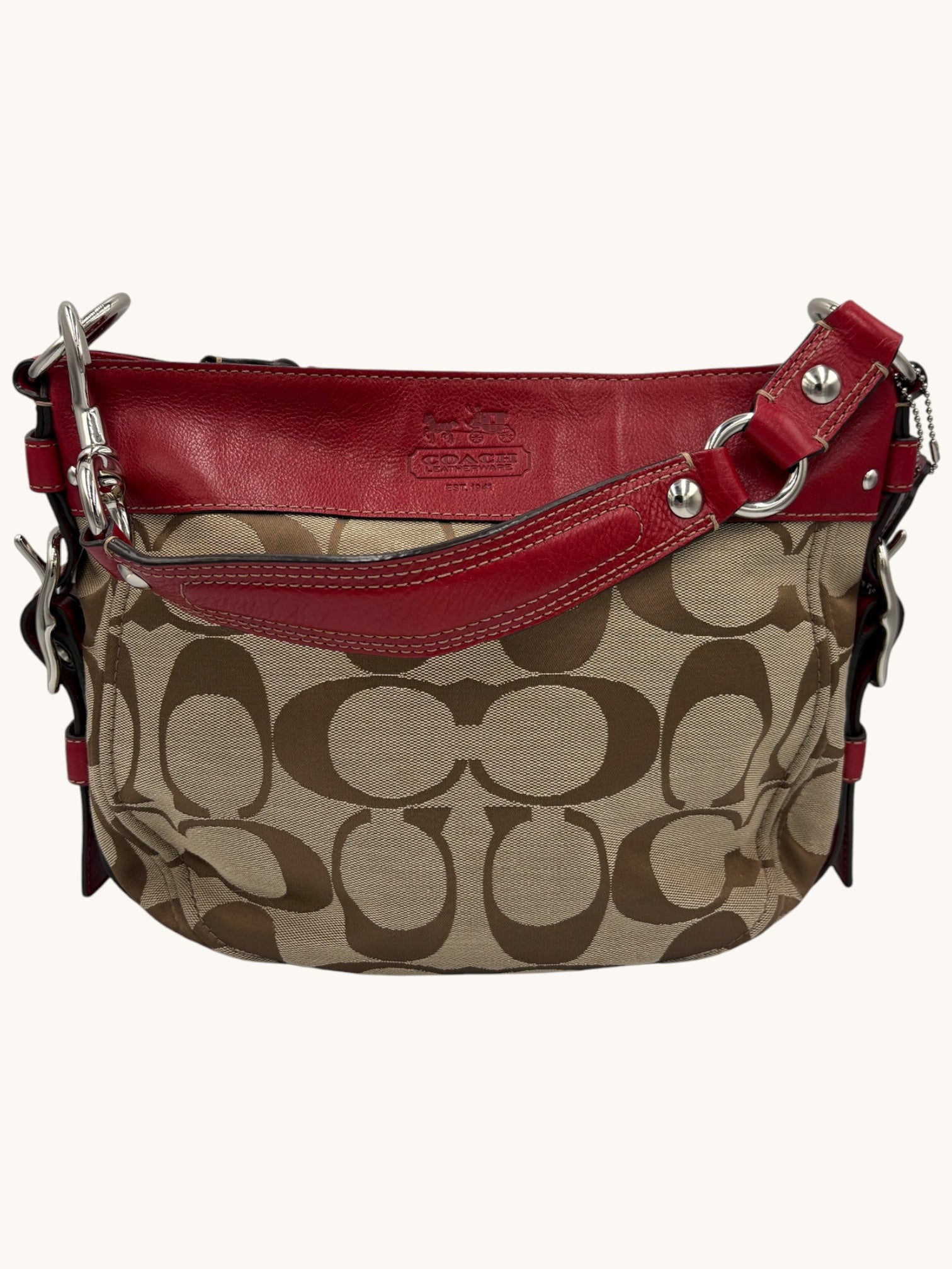 90s Coach Red & Beige Zoe Hobo