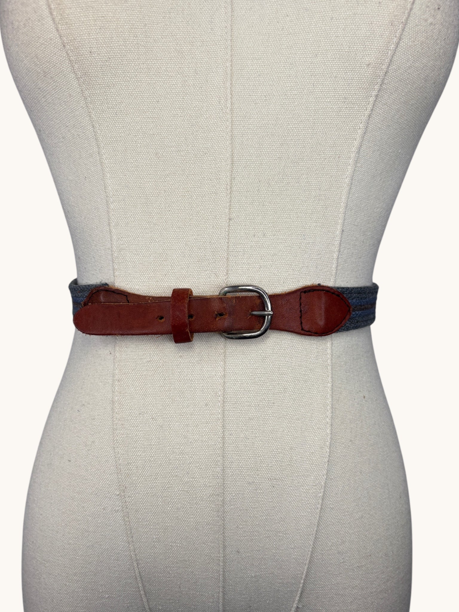90s Blue Brown Leather Belt