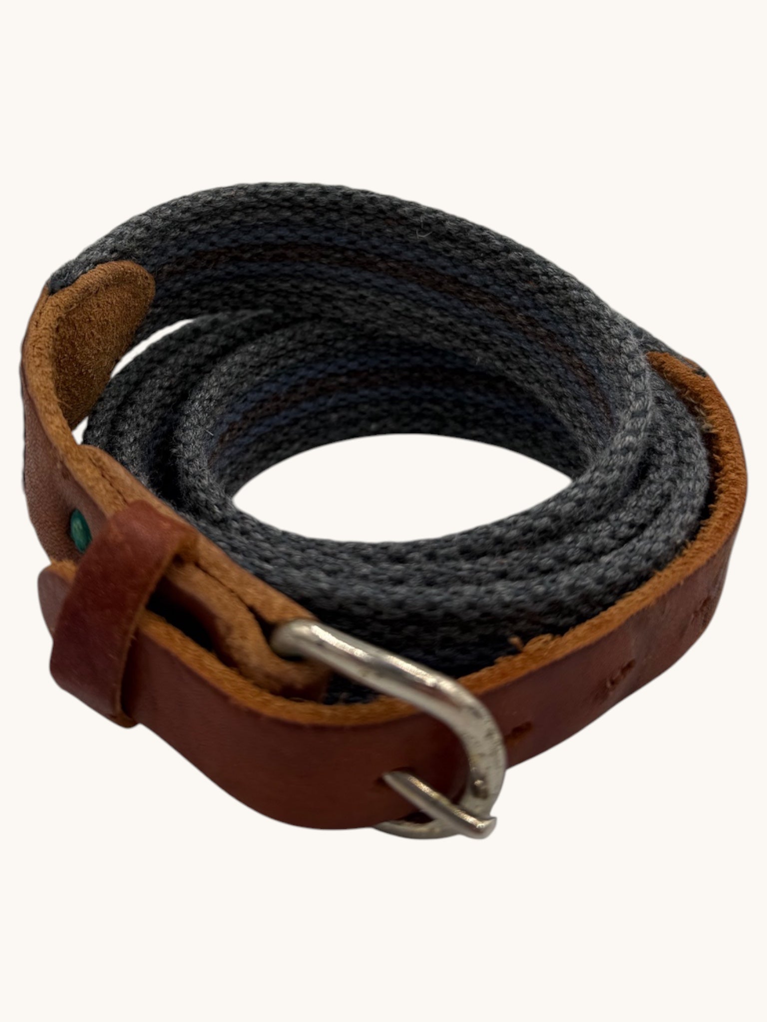 90s Blue Brown Leather Belt